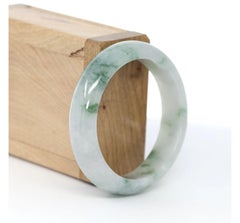 RealJade Co. Classic Bangle Ice Blue-Green Jadeite Jade Bangle #619