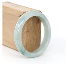 RealJade Co. "Classic Bangle" Ice Blue Green Jadeite Jade Bangle #600