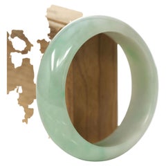 Realjade Co Classic Green Natural Jade Wider Collectible Bangle Bracelet