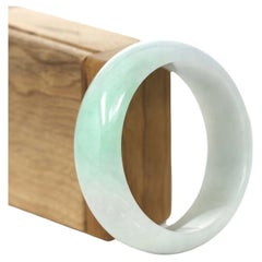 RealJade Co. Bracelet jonc classique large en jadéite naturelle verte de 58,85 mm