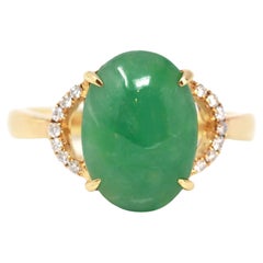 Anello "Realjade Marie" in oro rosa 18k con giadeite verde naturale e diamanti