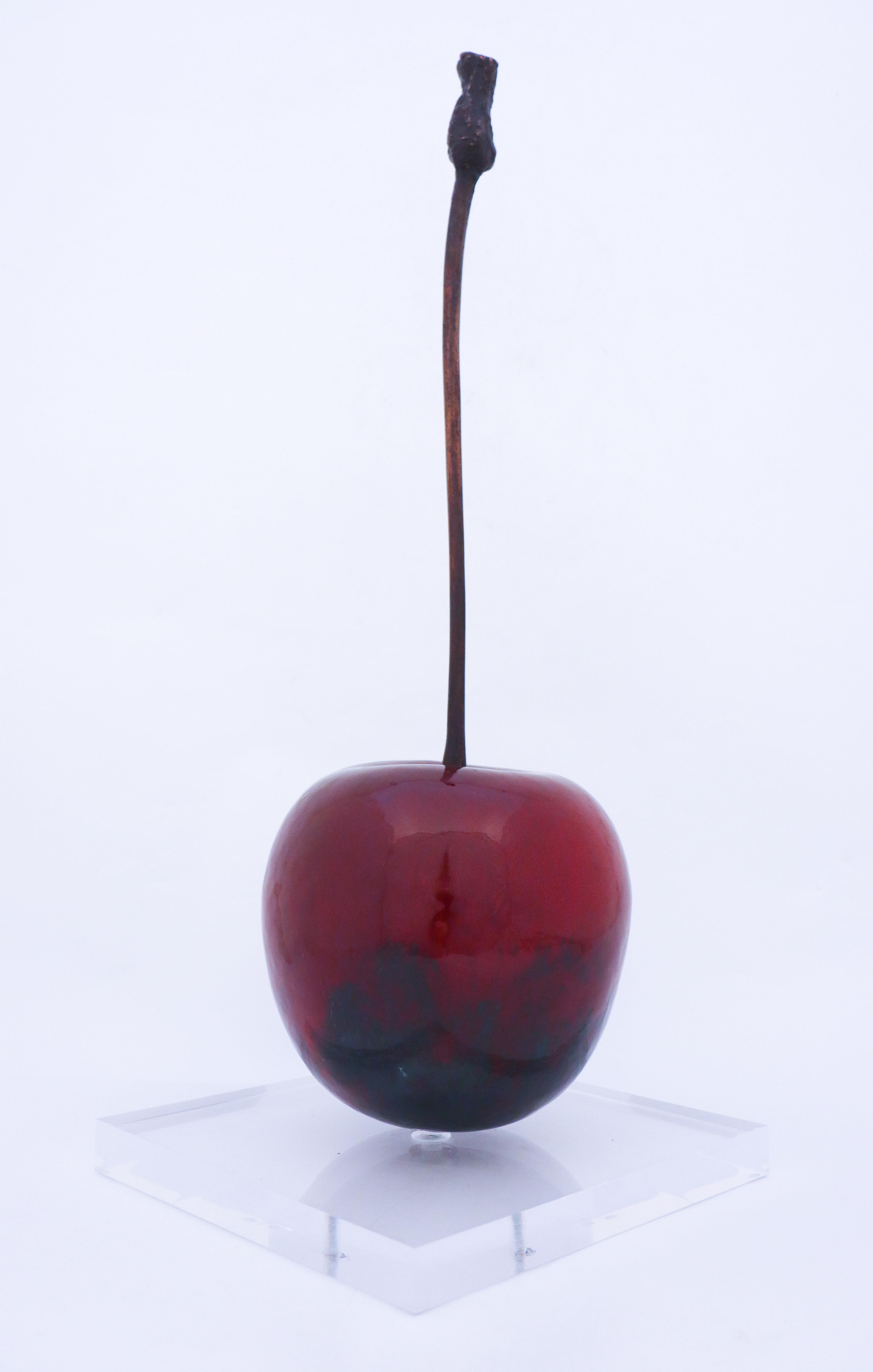 French Really Rare Red Cherry, Ceramics & Bronze by Hans Hedberg, Biot, France