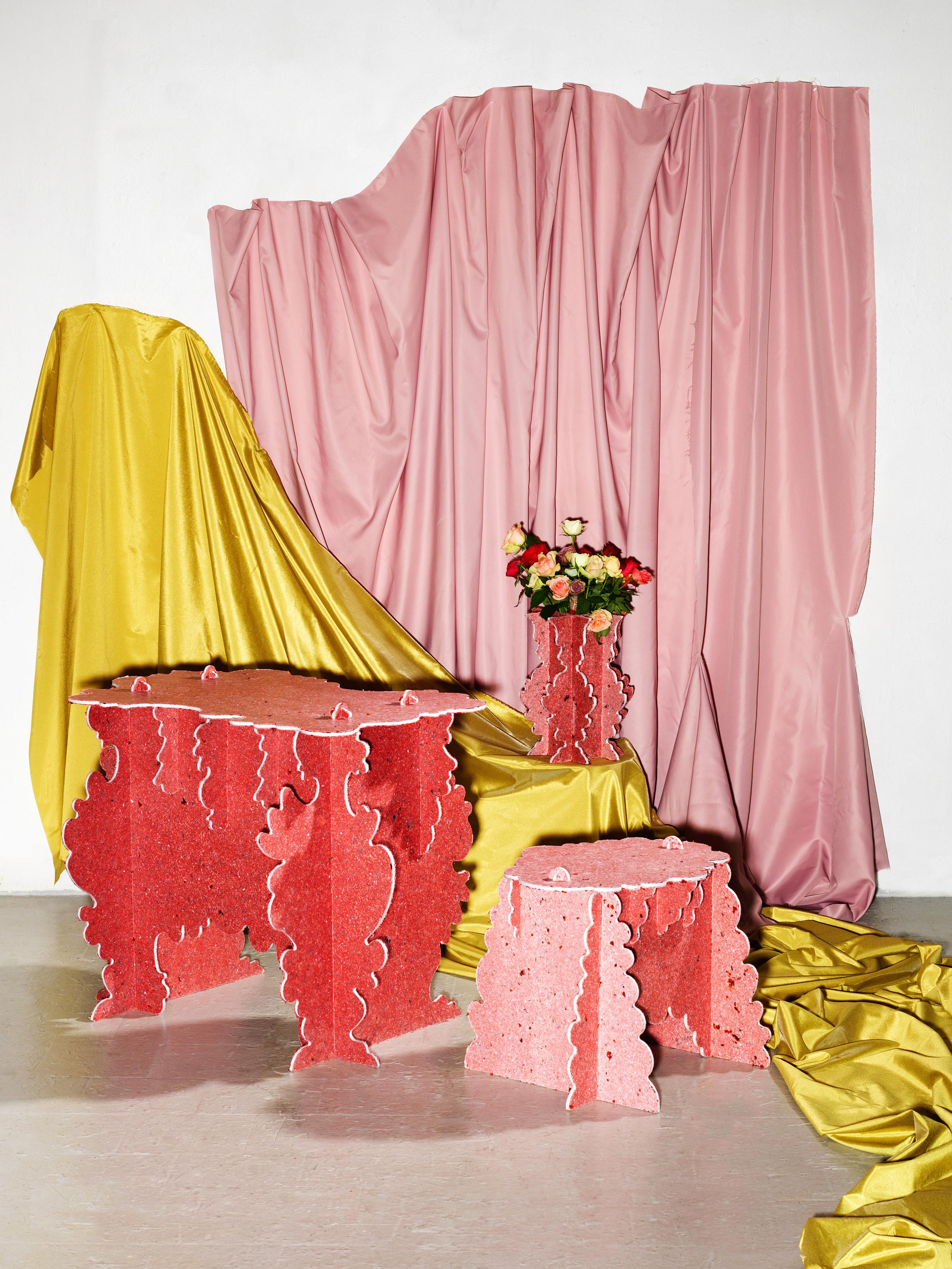 Really Rococo Table by Ebba Lindgren
Dimensions: D 64 x W 97 x H 75 cm.
Materials: Recycled textile fiberboard (“really board”).


Ebba Lindgren
Is an internationally renowned artist/designer based in Malmö. Lindgren's practice is artistic and