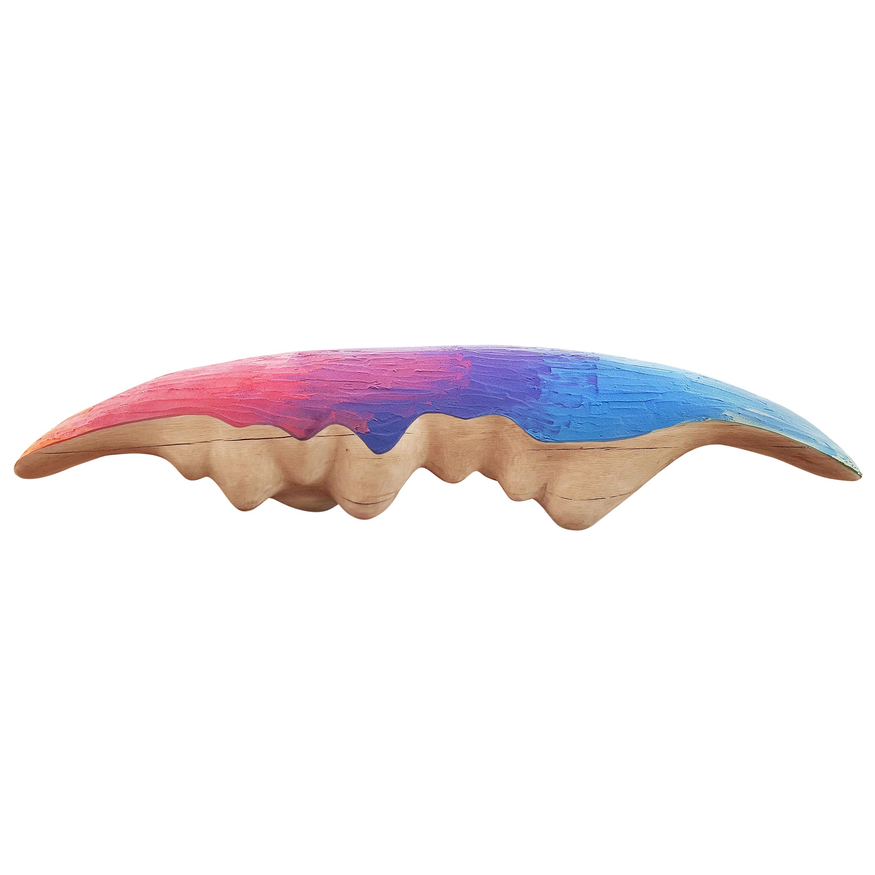 Eduard Locota Oak Wood & Rainbow Color Jesmonite Bench  For Sale