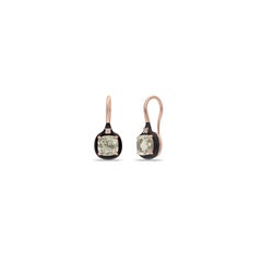 Pendientes de azo de 18 quilates de oro rosa con amatista verde de 2,94 quilates, diamantes y esmalte