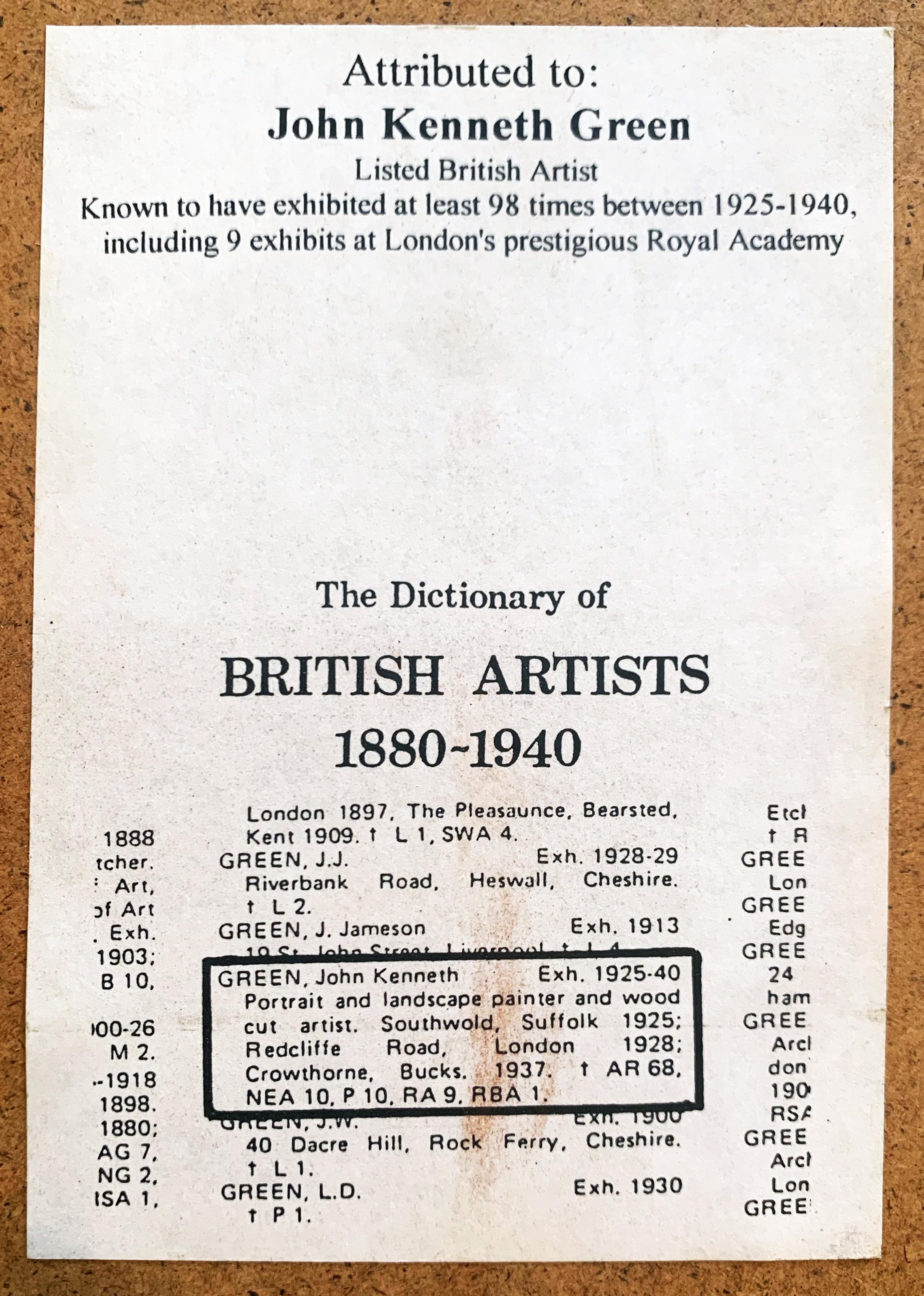 „Rear View“, hervorragende Tintenzeichnung von John K. Green, Kreis von Benjamin Britten (Britisch) im Angebot