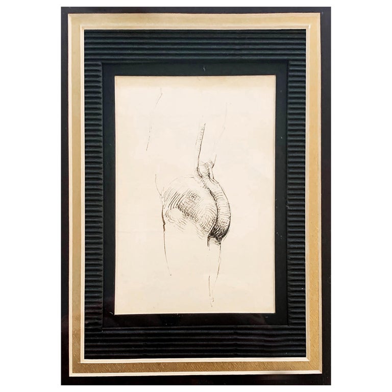 "Rear View," Superb Ink Drawing by John K. Green, Circle of Benjamin Britten For Sale