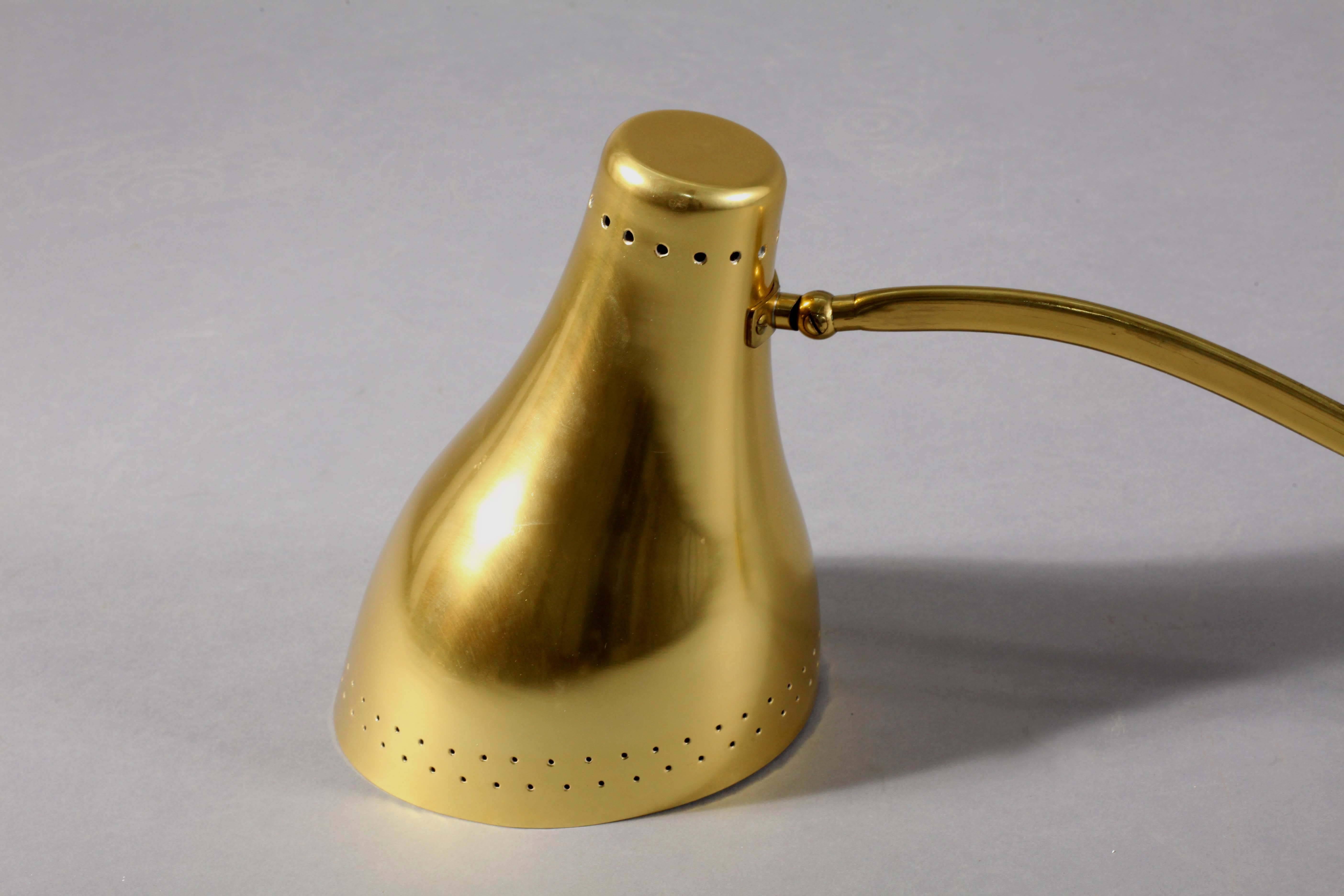 Wall sconce,
Rupert Nikoll,
Vienna, 1950,
Movable arm,
solid brass.