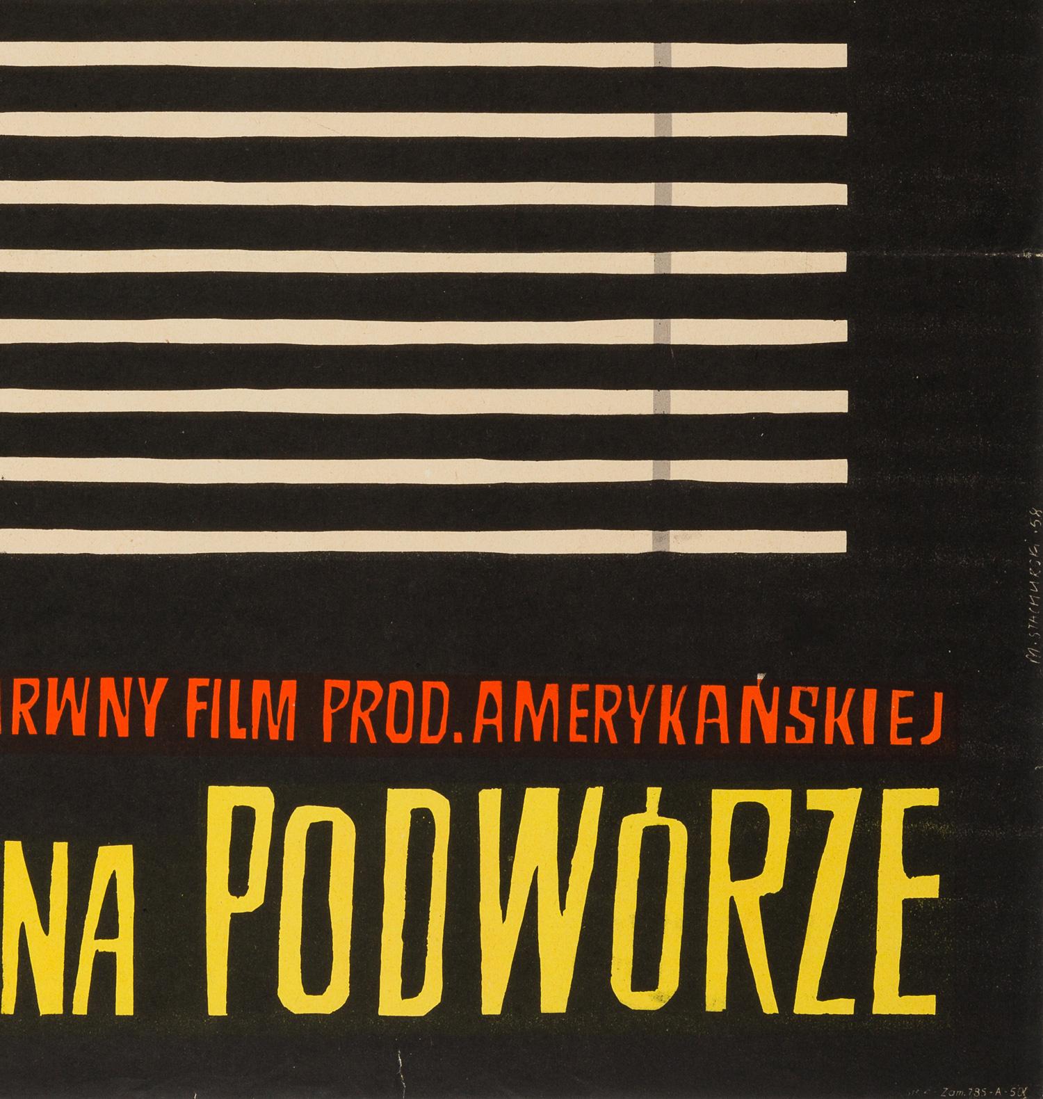 20th Century Rear Window Original Polish Film Poster, Witold Janowski, 1958 For Sale