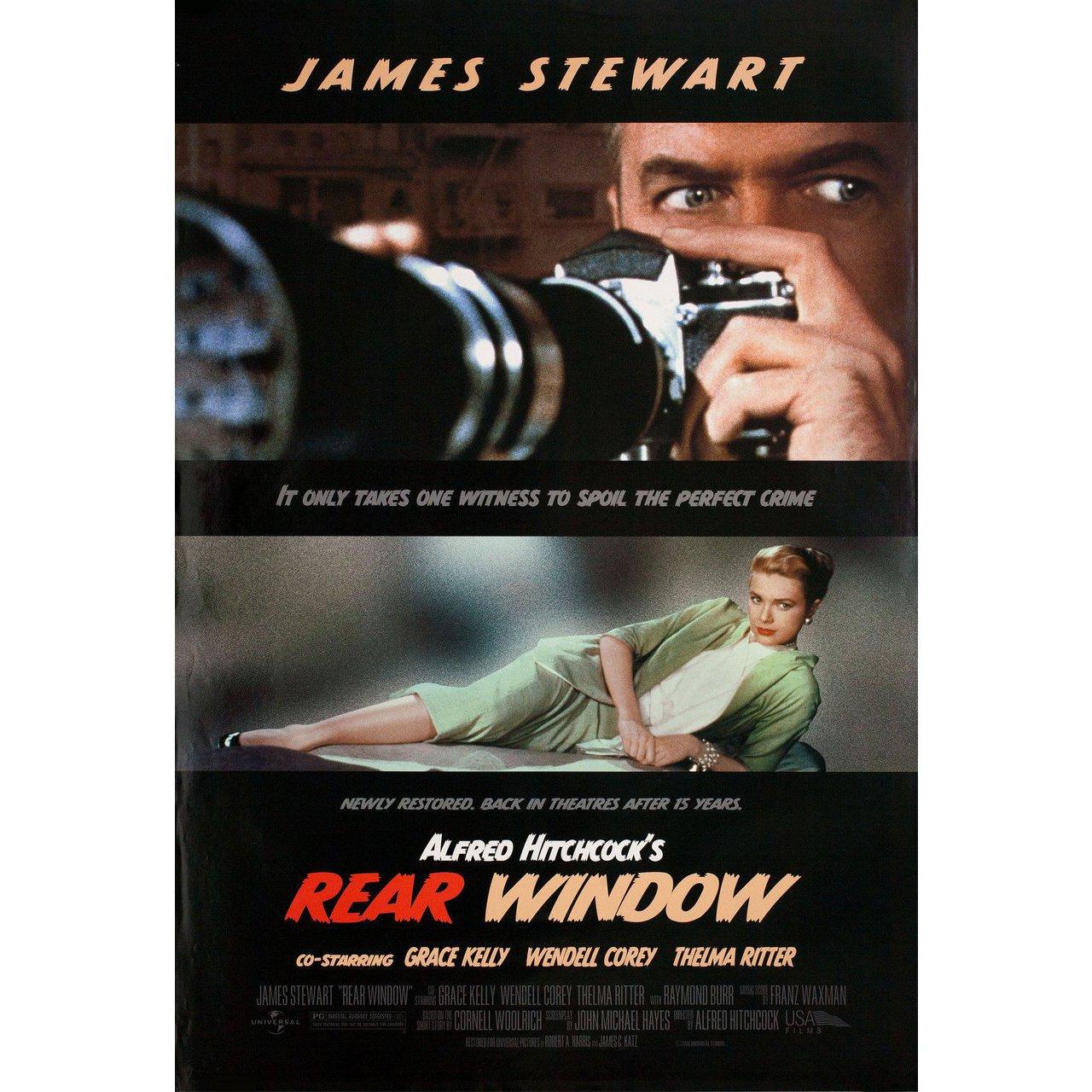 Original 2000 re-release U.S. one sheet poster for the 1954 film “Rear Window” directed by Alfred Hitchcock with James Stewart / Grace Kelly / Wendell Corey / Thelma Ritter. Very good-fine condition, rolled with edge wear. Please note: the size is