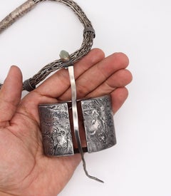 REBA BEATRICE KOOPMAN 1978 Rare Sculptural Necklace In Sterling & Moonstone