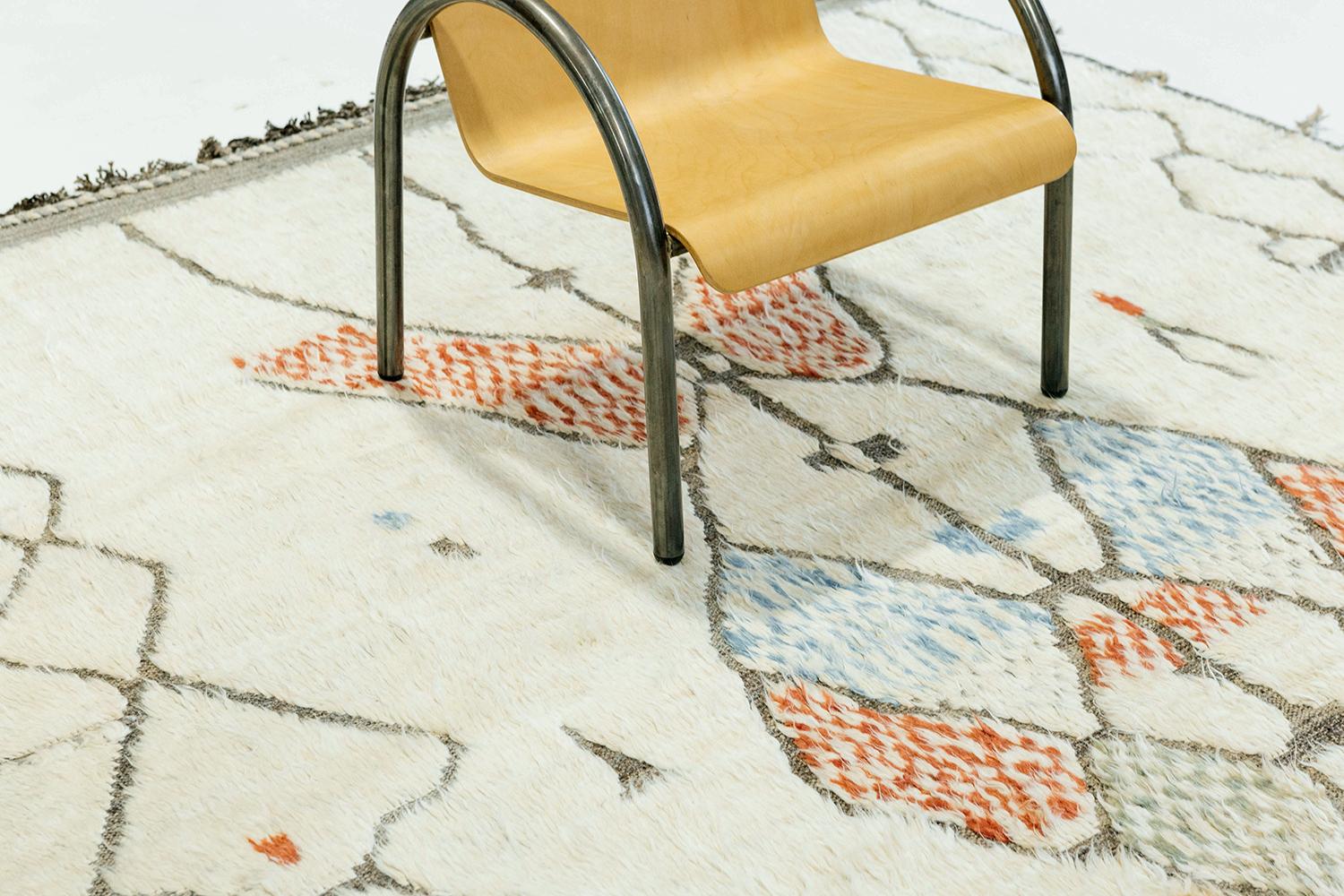 'Rebabi' is a unique wool shag that combines unique design elements and linework for the modern design world. Its weaving of natural earth tones and playful hints of colors is suitable for many interiors and is what makes the Atlas Collection so
