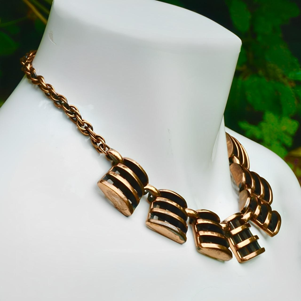 Rebajes Mid Century Copper Abstract Design Polished Necklace In Good Condition For Sale In London, GB