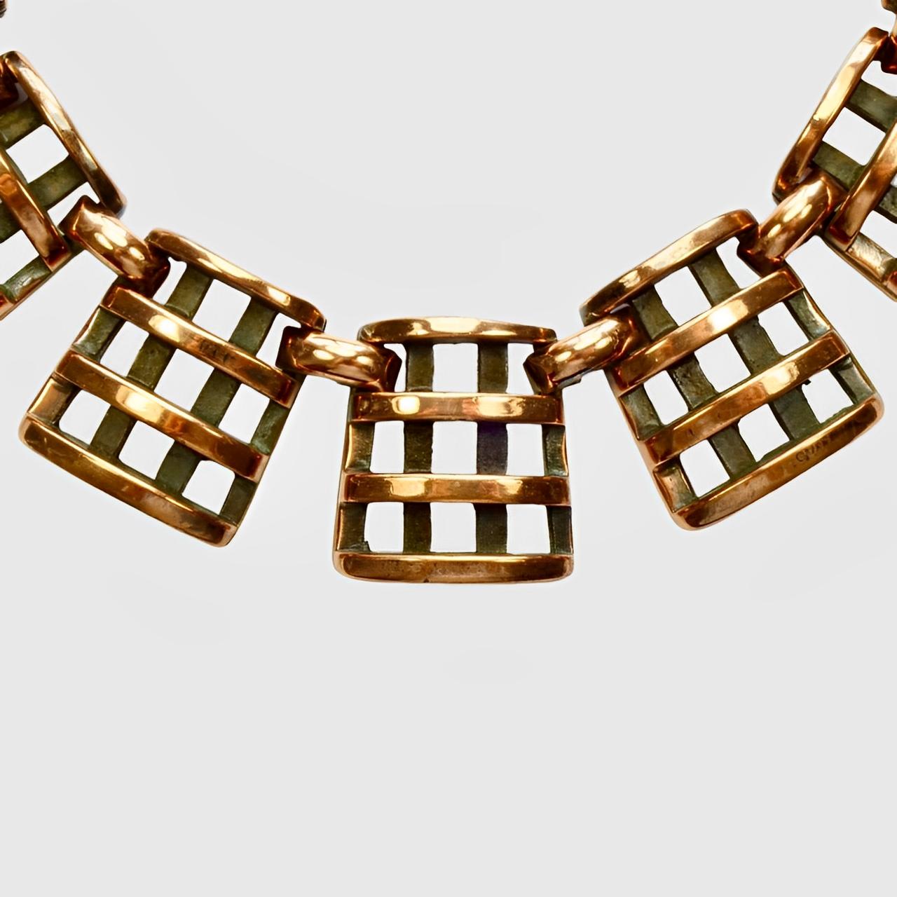 Rebajes Mid Century Copper Abstract Design Polished Necklace For Sale 1