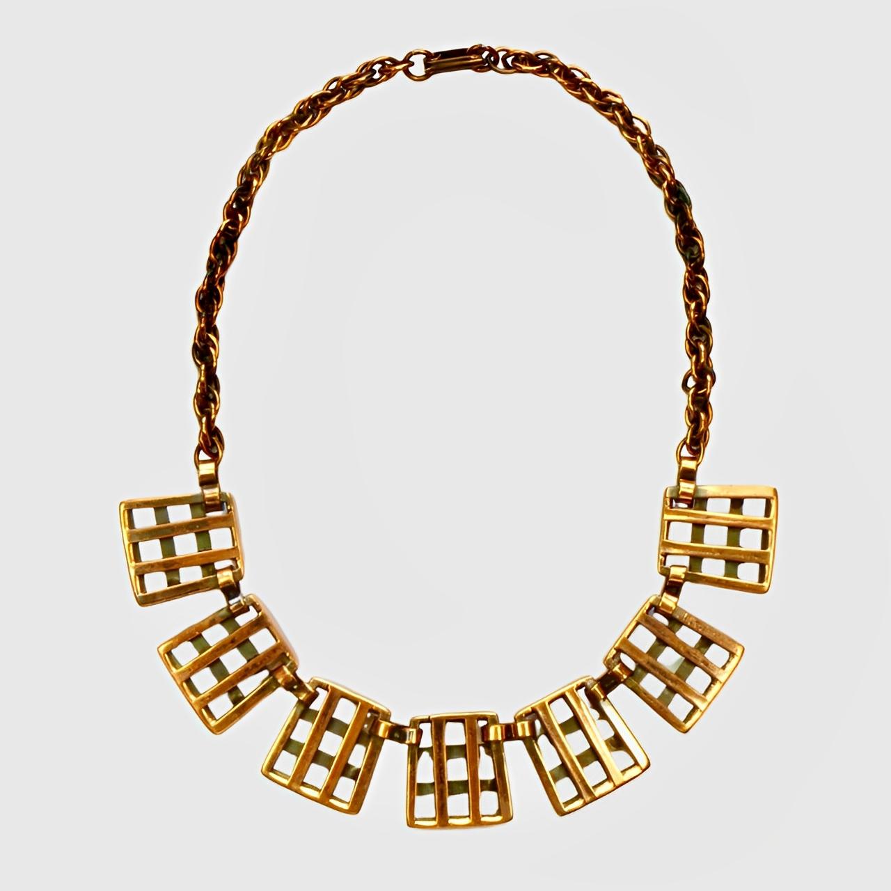Rebajes Mid Century Copper Abstract Design Polished Necklace For Sale 2