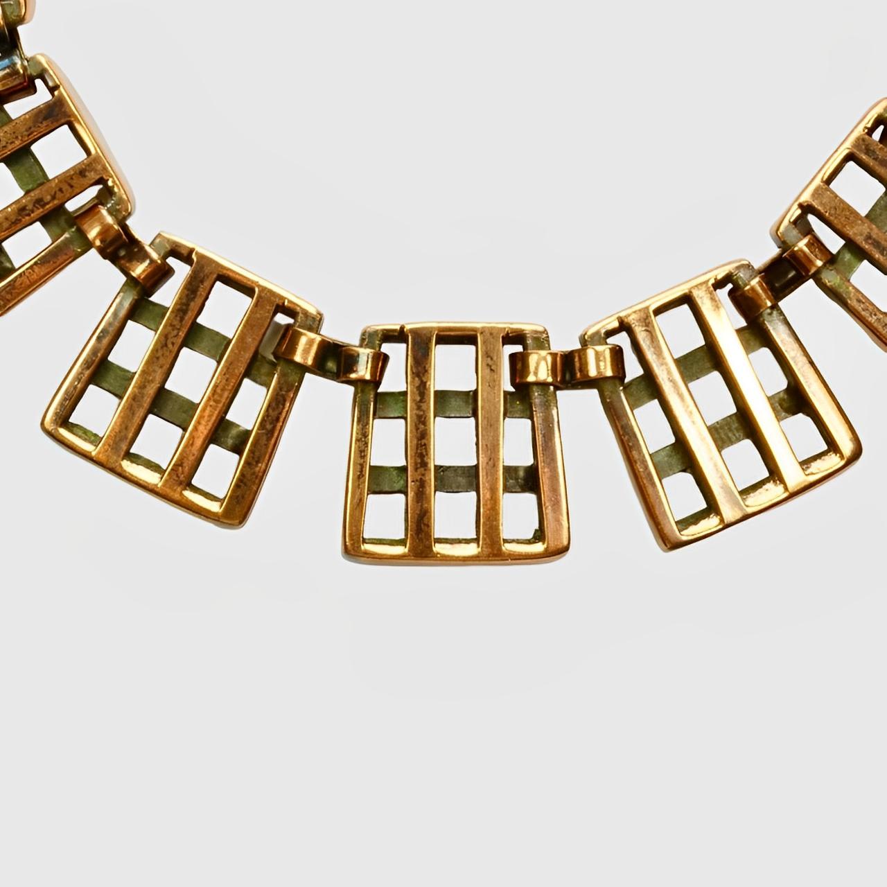 Rebajes Mid Century Copper Abstract Design Polished Necklace For Sale 3