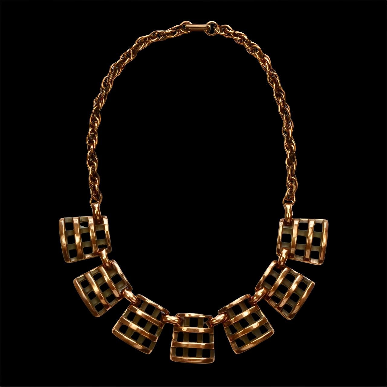 Rebajes Mid Century Copper Abstract Design Polished Necklace For Sale 5
