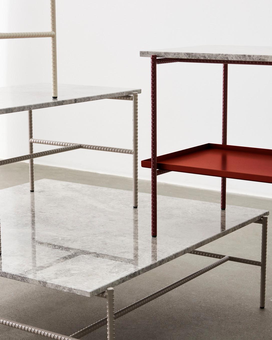 Rebar Side Table - Alabaster Powder Coated Steel/Beige Crema Diva Marble for Hay In New Condition For Sale In Dubai, AE
