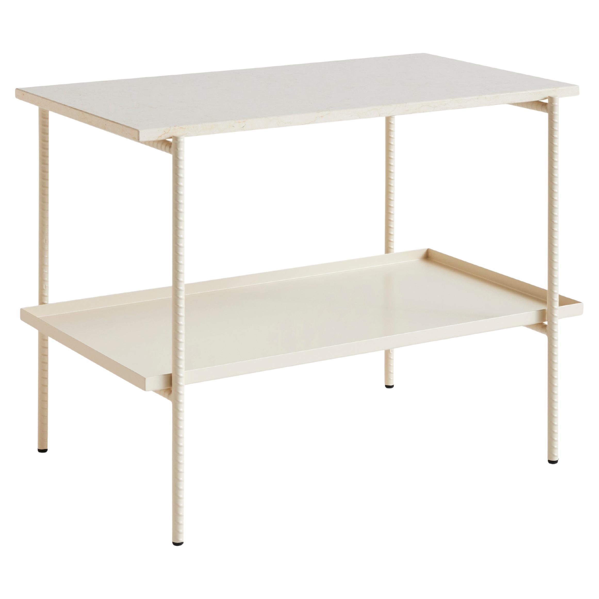 Rebar Side Table - Alabaster Powder Coated Steel/Beige Crema Diva Marble for Hay For Sale