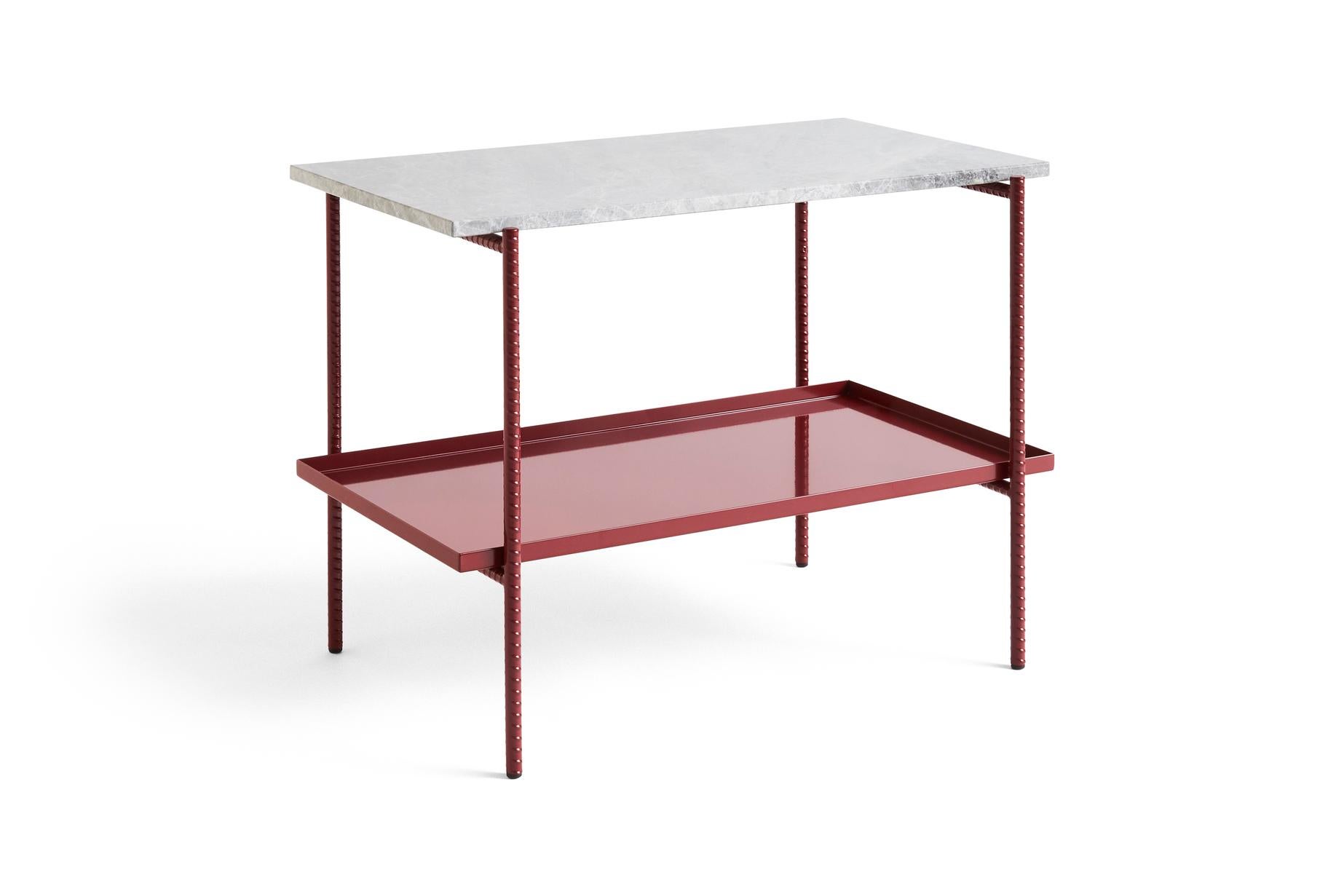 Chinese Rebar Side Table - Barn Red Steel / Grey Marble by Sylvain Willenz for Hay For Sale