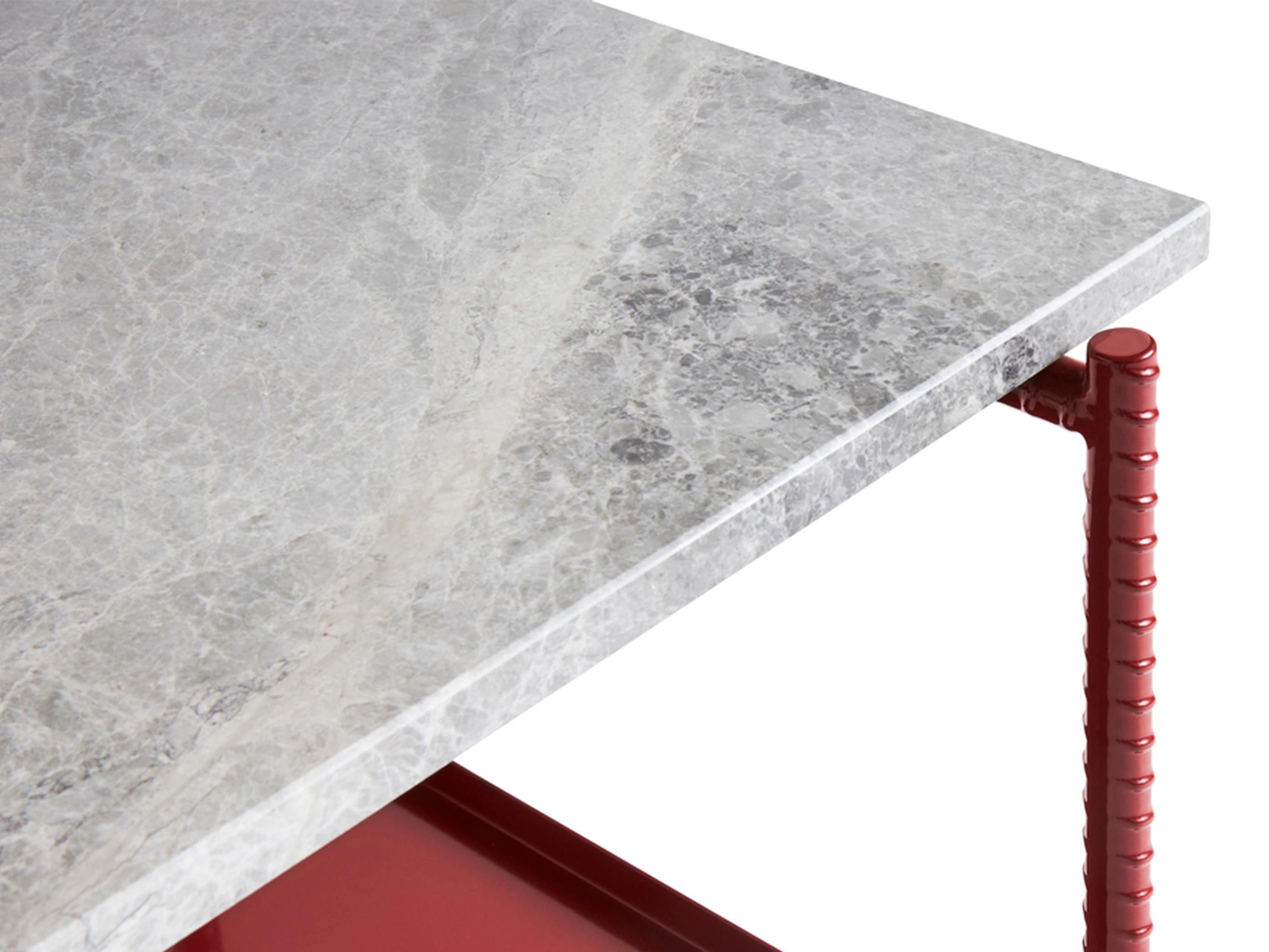 Rebar Side Table - Barn Red Steel / Grey Marble by Sylvain Willenz for Hay In New Condition For Sale In Dubai, AE
