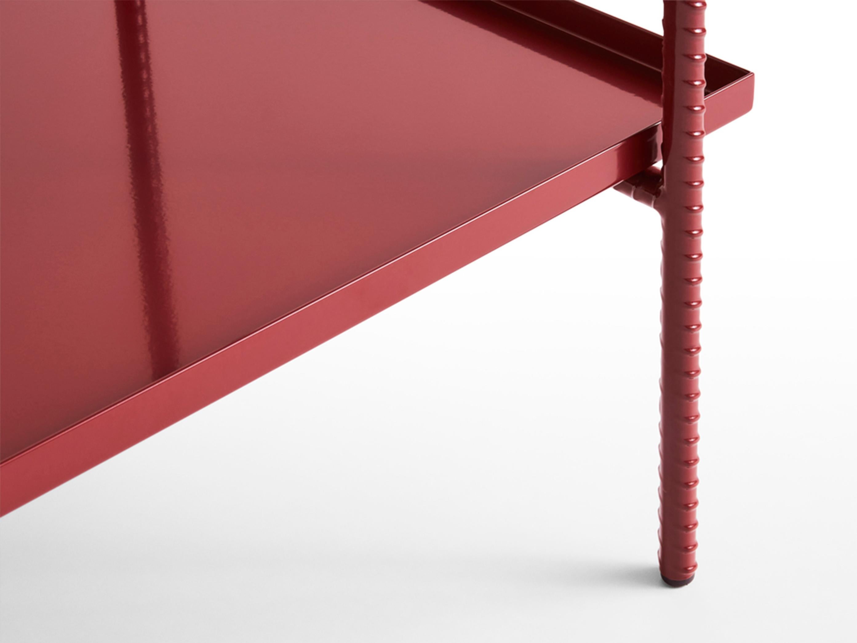 Contemporary Rebar Side Table - Barn Red Steel / Grey Marble by Sylvain Willenz for Hay For Sale