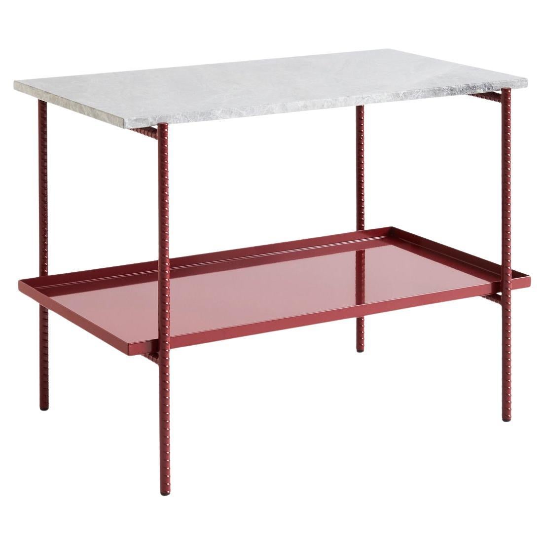 Rebar Side Table - Barn Red Steel / Grey Marble by Sylvain Willenz for Hay
