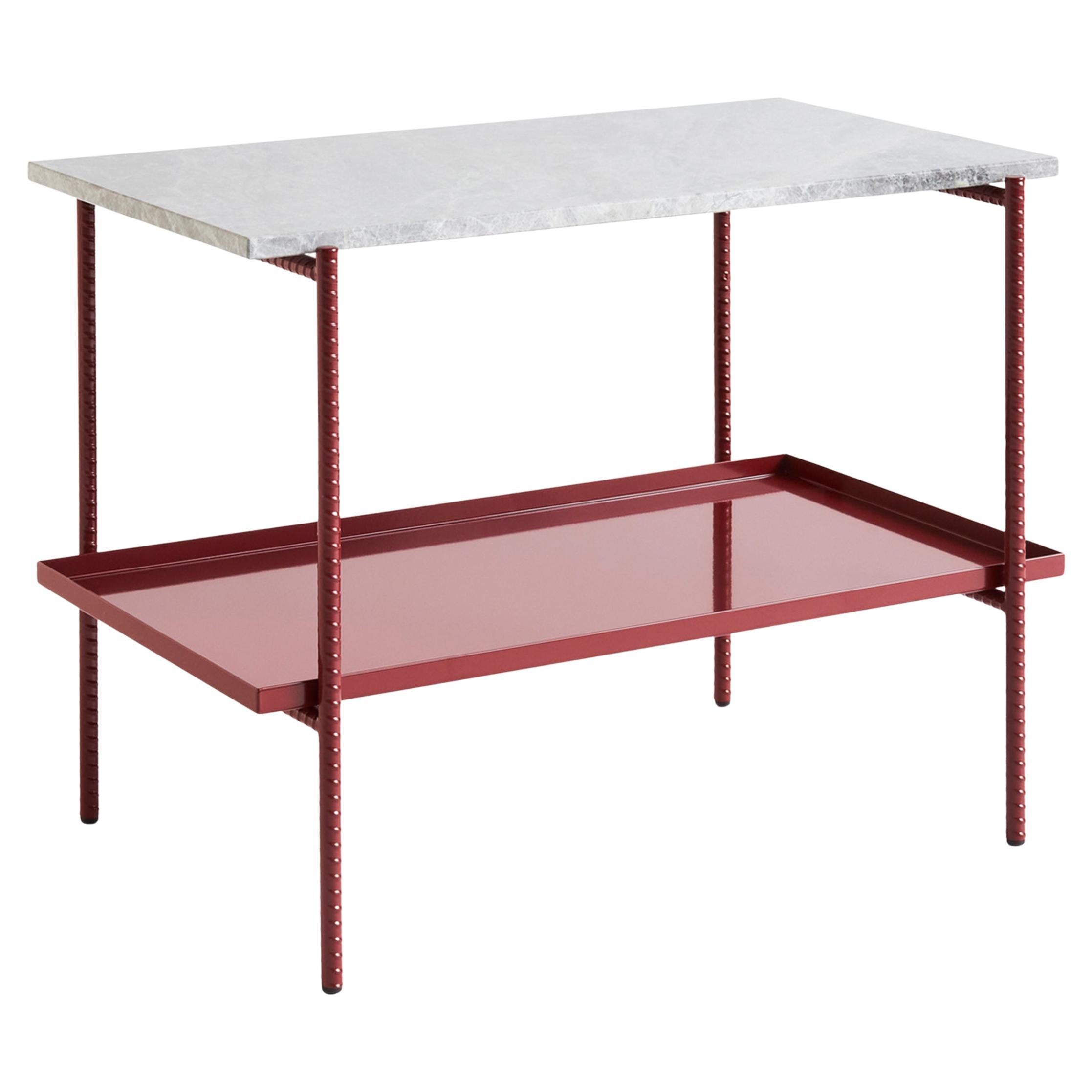 Table d'appoint Rebar - Barn Red Steel / Grey Marble par Sylvain Willenz pour Hay