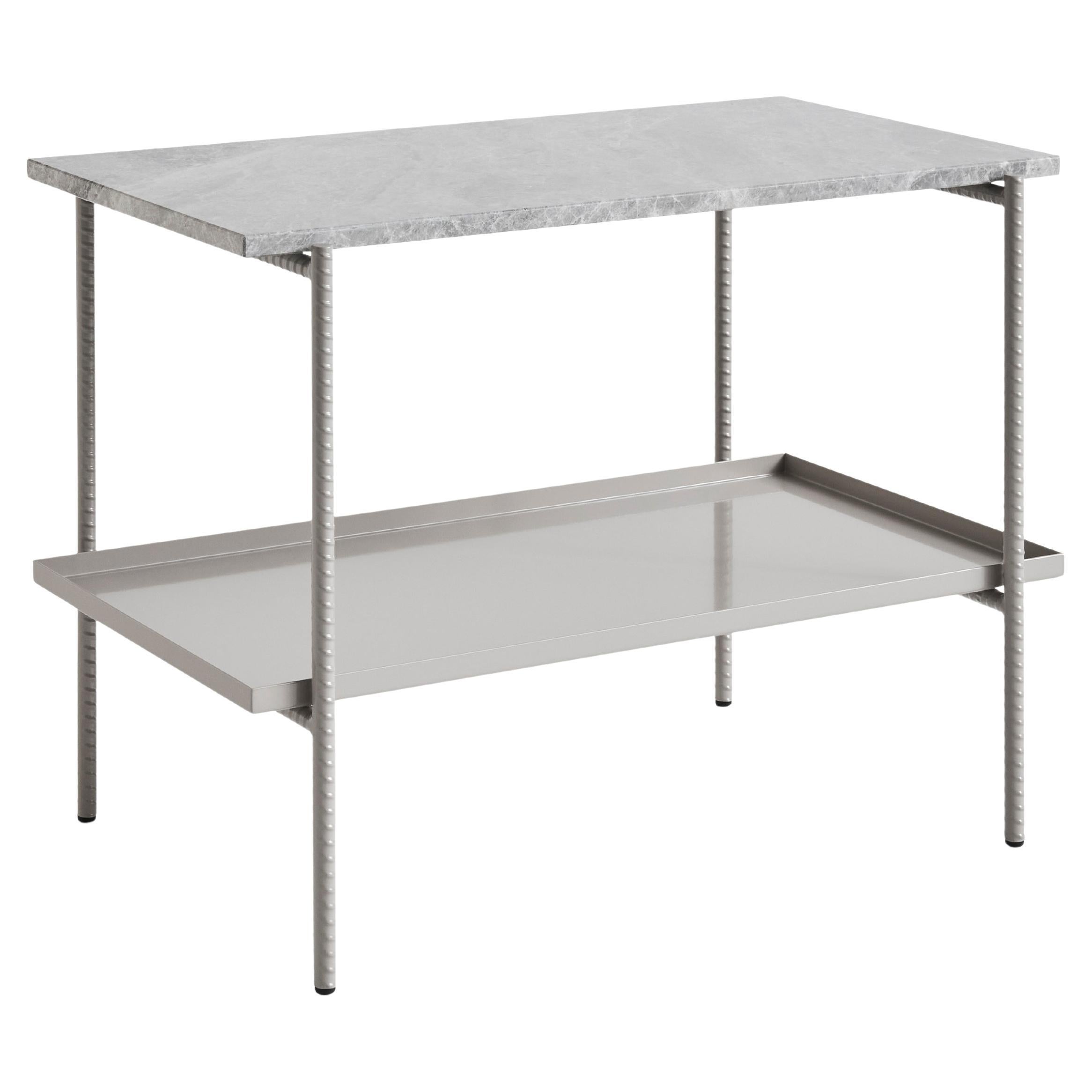Rebar Side Table - Fossil Grey Powder Coated Steel/Tundra Grey Marble for Hay