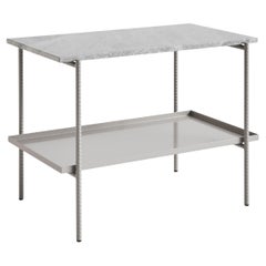 Rebar Side Table - Fossil Grey Powder Coated Steel/Tundra Grey Marble for Hay