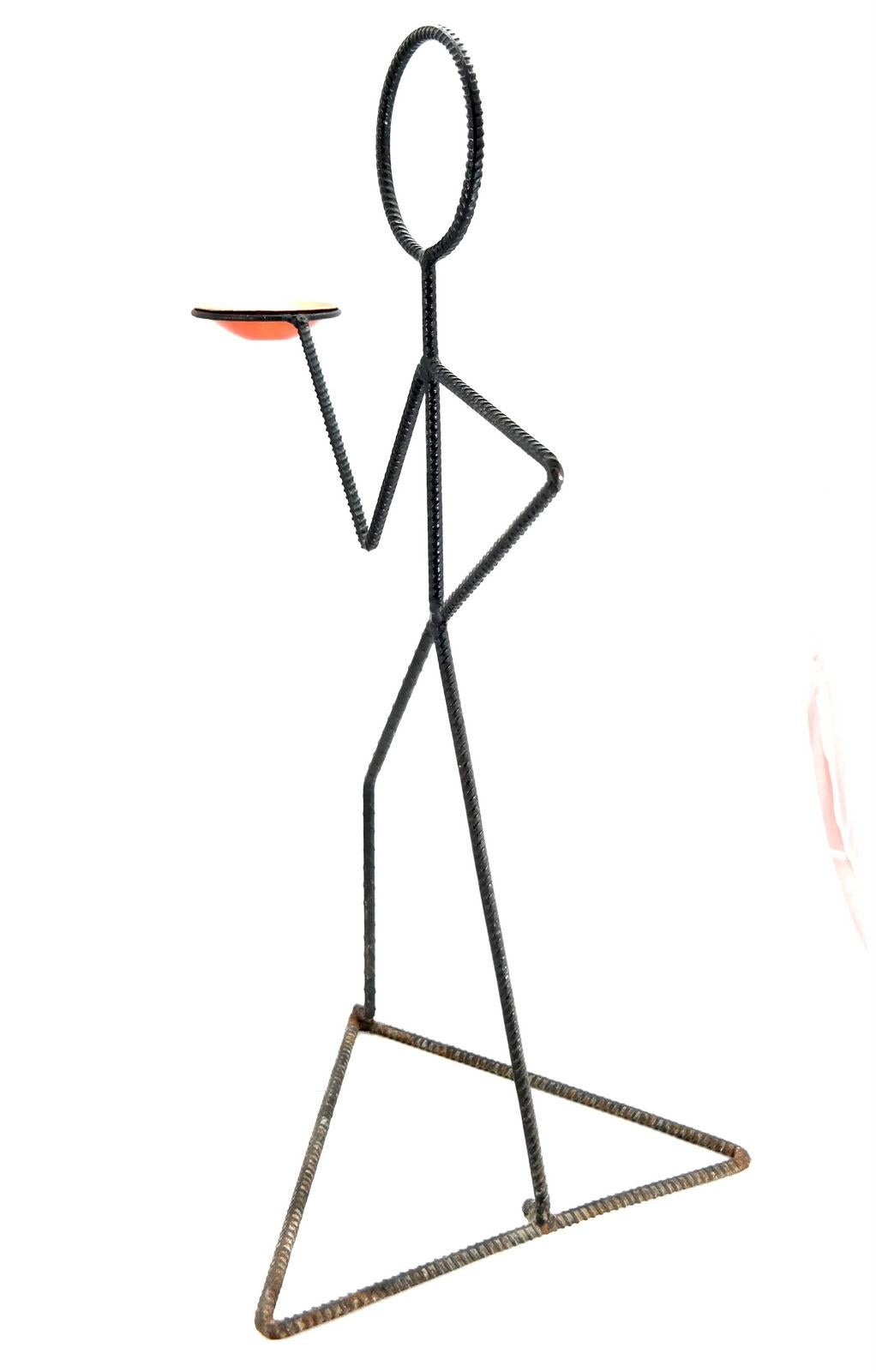 Late 20th Century Rebar Stick Man Figure Vide Poche Holder, 1970s