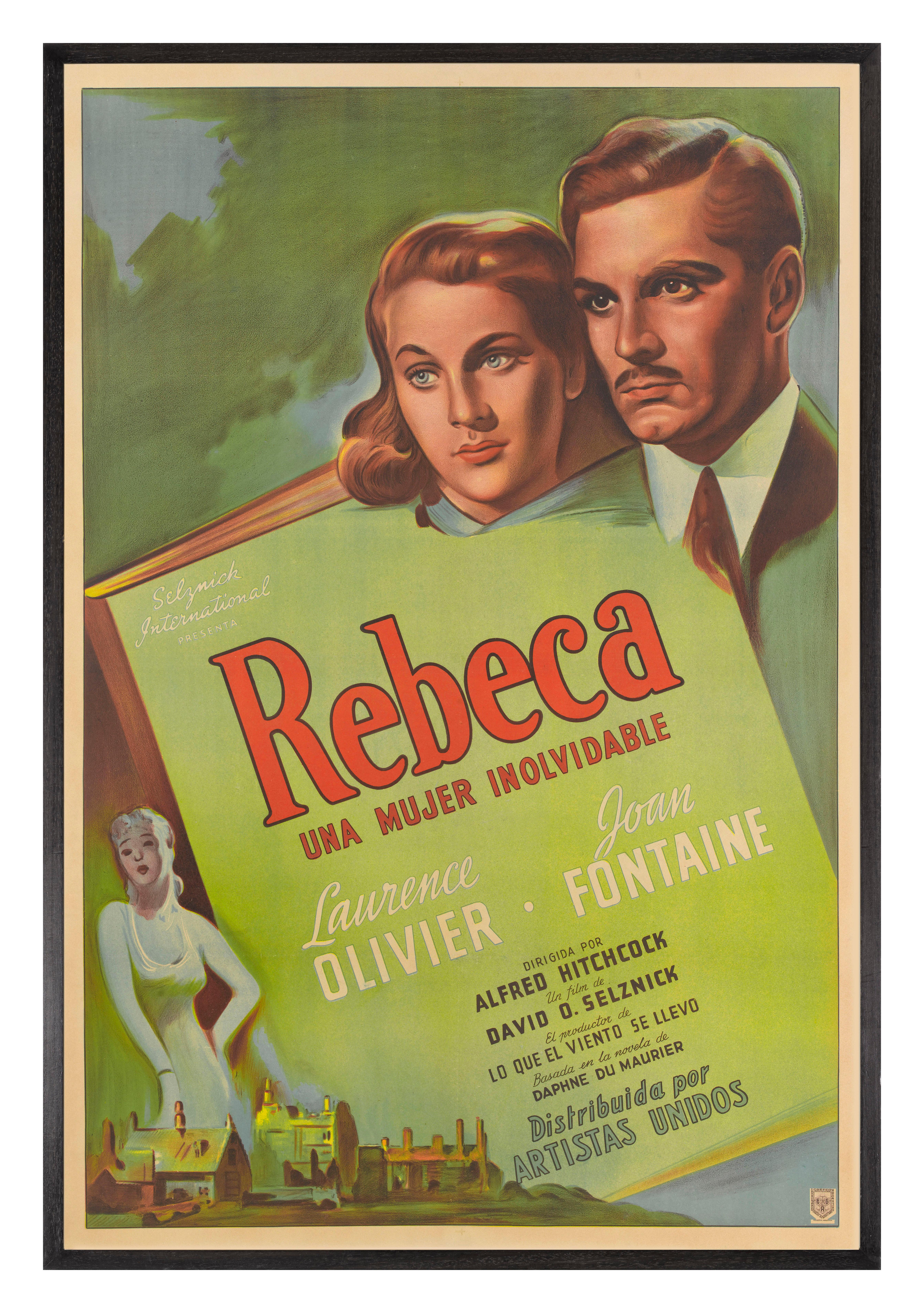 Original Argentinean film poster from (1940) 43 x 29 in. (109 x 74 cm)
This poster would have been used outside the cinema at the films original release.
This psychological drama-thriller was directed by Alfred Hitchcock, it was the first film he