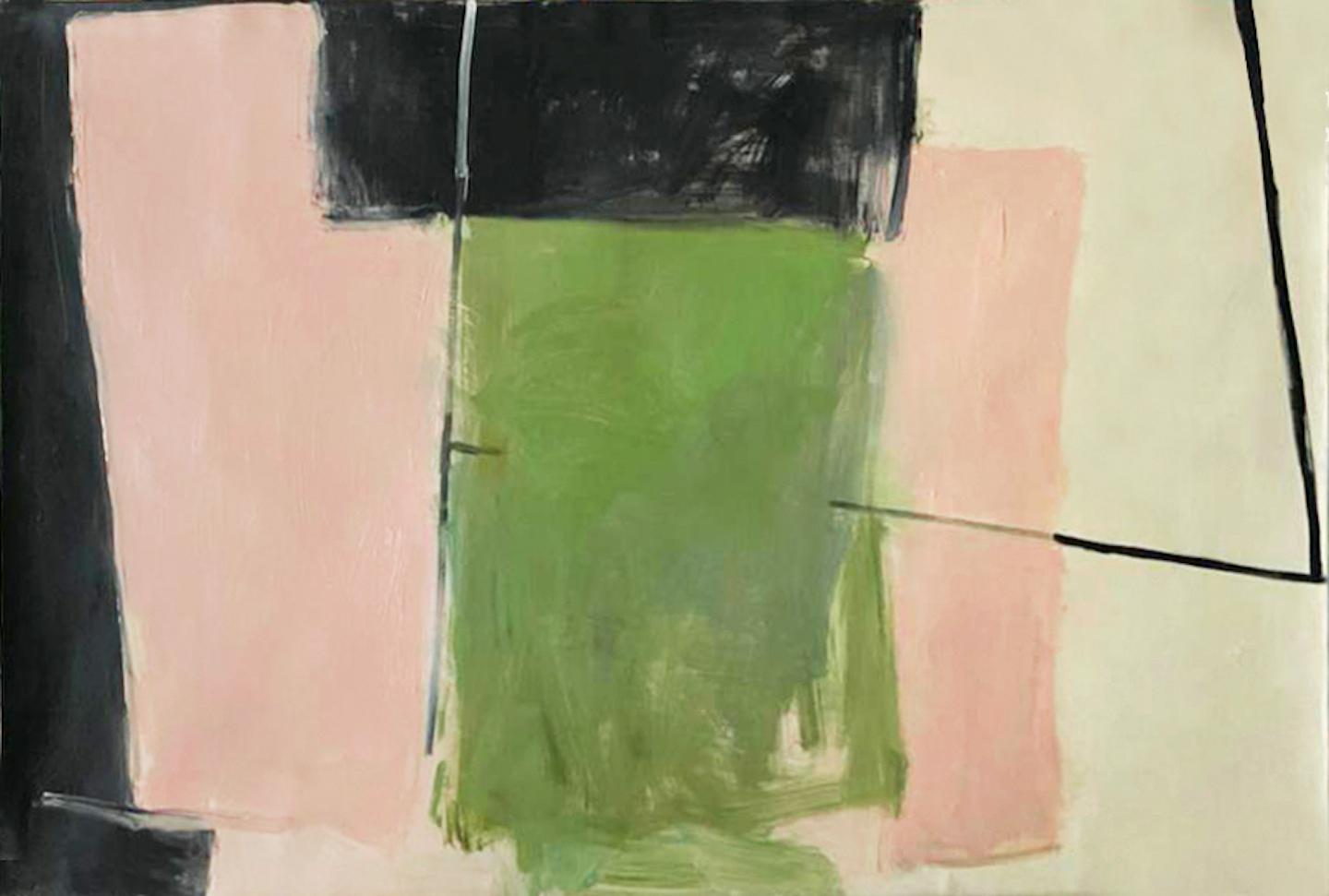 Rebeca Mendoza Abstract Painting - Estructura Rosa y Verde #1