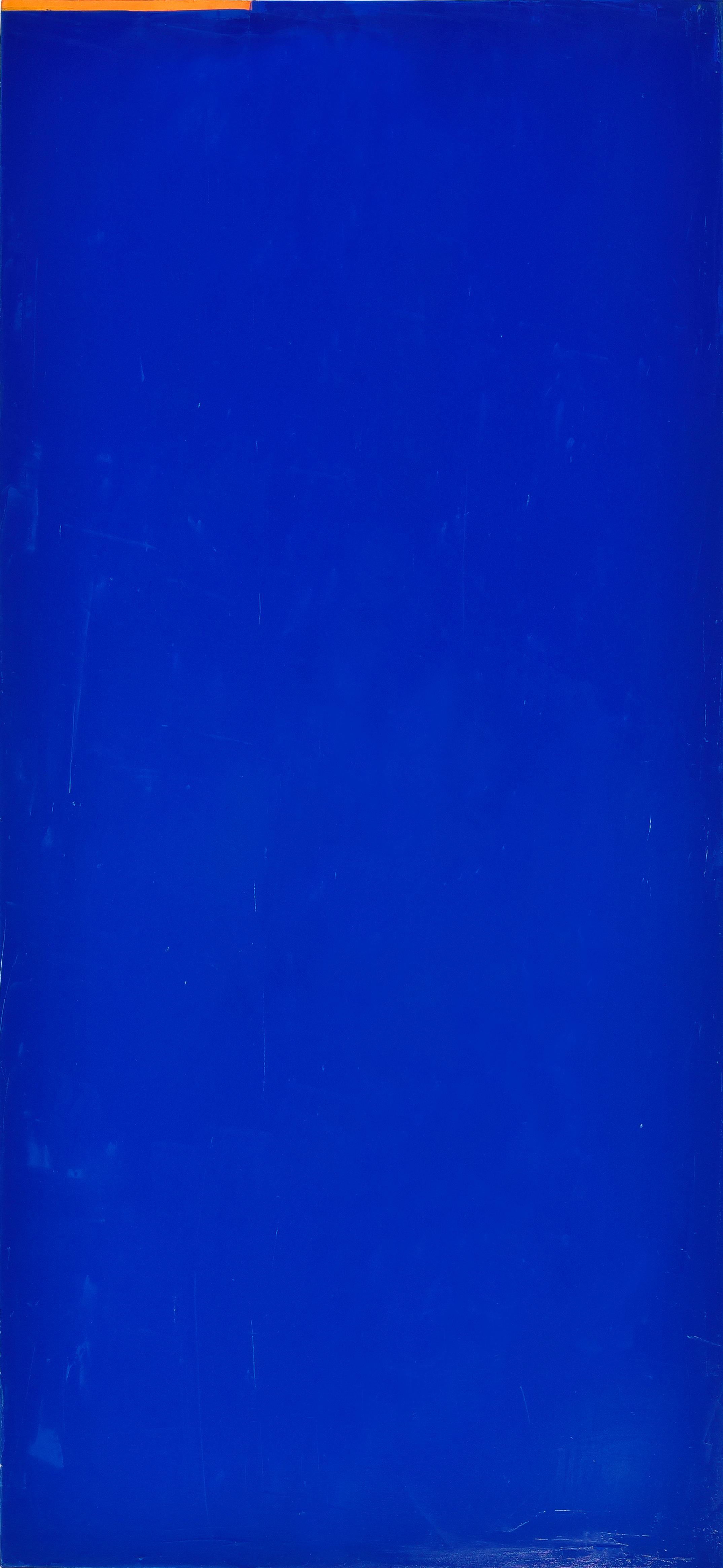 Rebeca Mendoza Abstract Painting - Plano Azul con Naranja