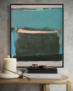 Rebeca Mendoza Abstract Painting Blue Green Color Block Horizon Composition