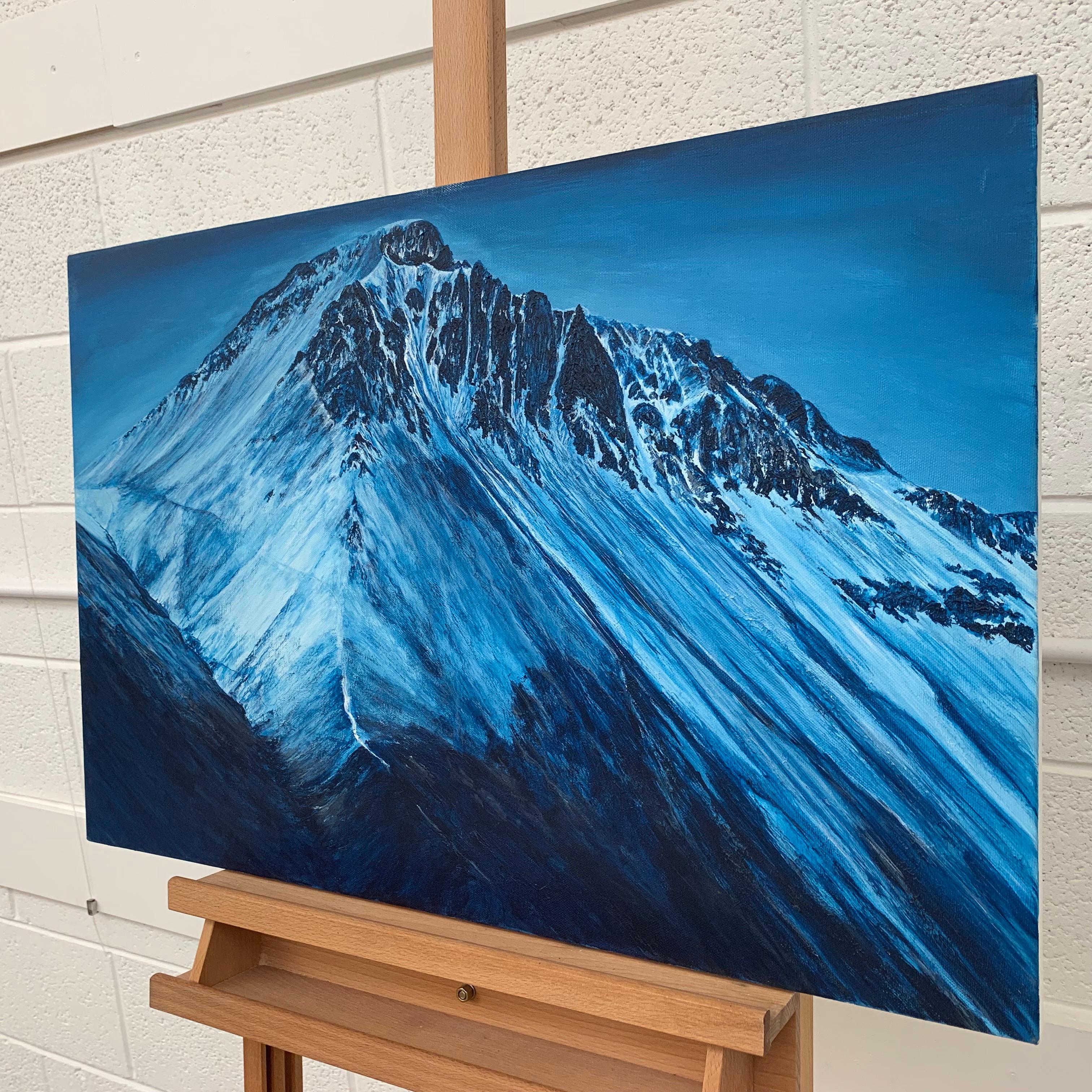 Blue Mountain Landscape Painting of Great Gable in the English Lake District by British Contemporary Artist Rebecca Ann Wilmer. Born in Lancashire in 1979, Rebecca went through her school-life painting and drawing landscapes. Gaining a BA (Hons) in