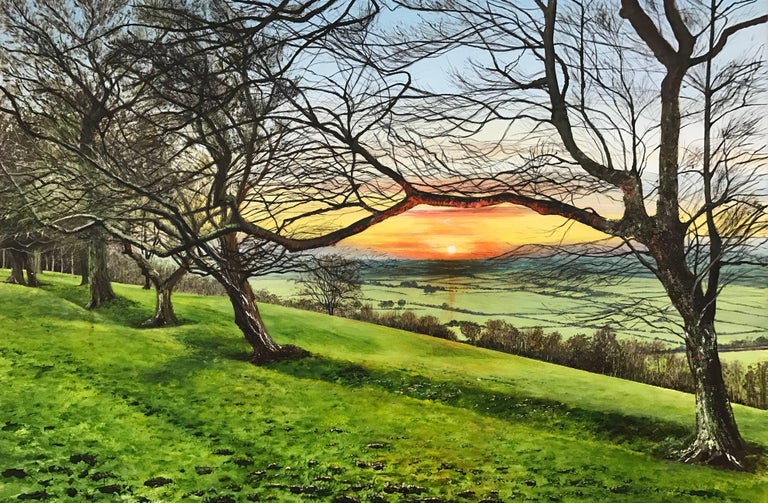 Rebecca Ann Wilmer Landscape Painting of an English Woodland Sunset