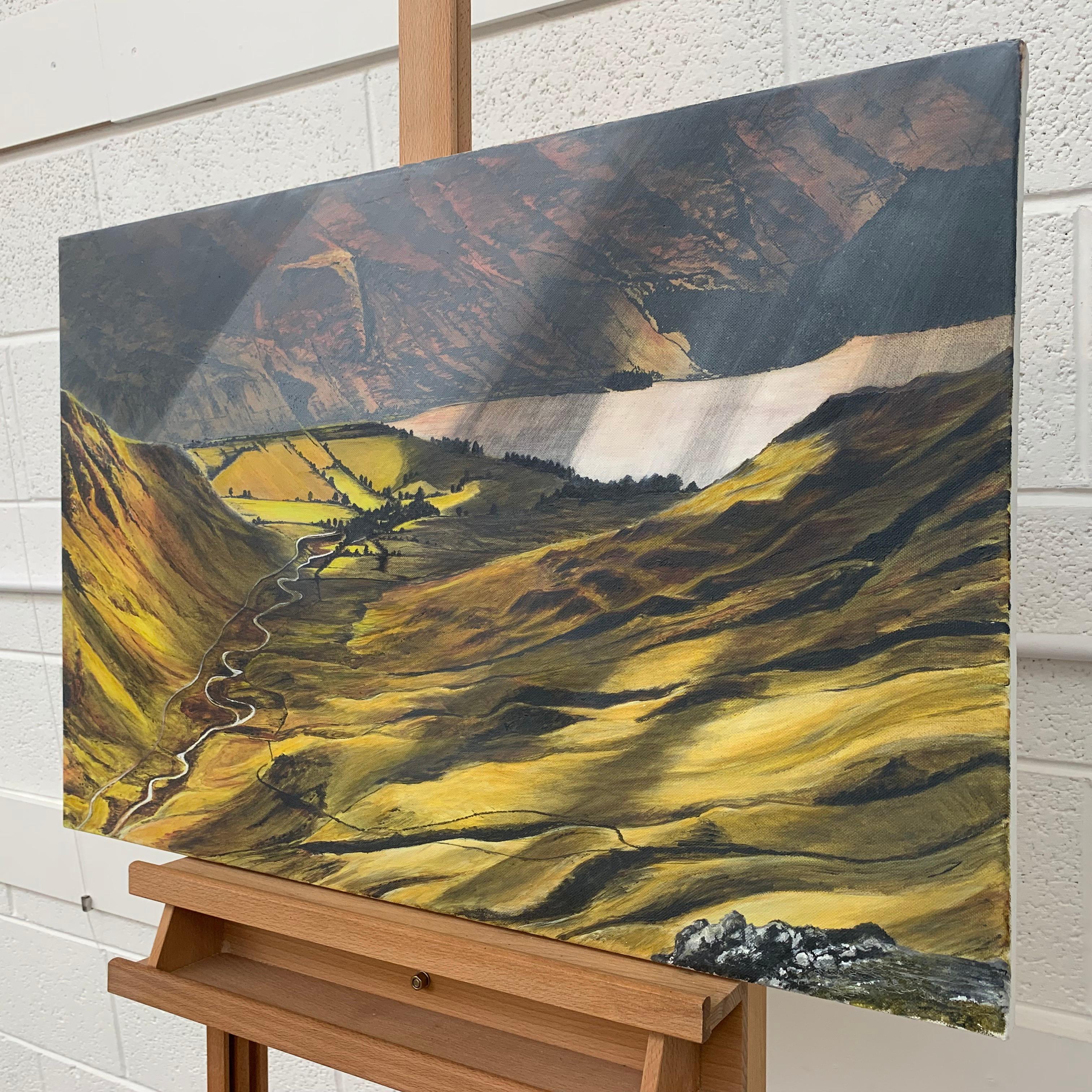 Landscape Painting of the English Lake District by British Contemporary Artist Rebecca Ann Wilmer. Born in Lancashire in 1979, Rebecca went through her school-life painting and drawing landscapes. Gaining a BA (Hons) in Surface Pattern, and an MA in