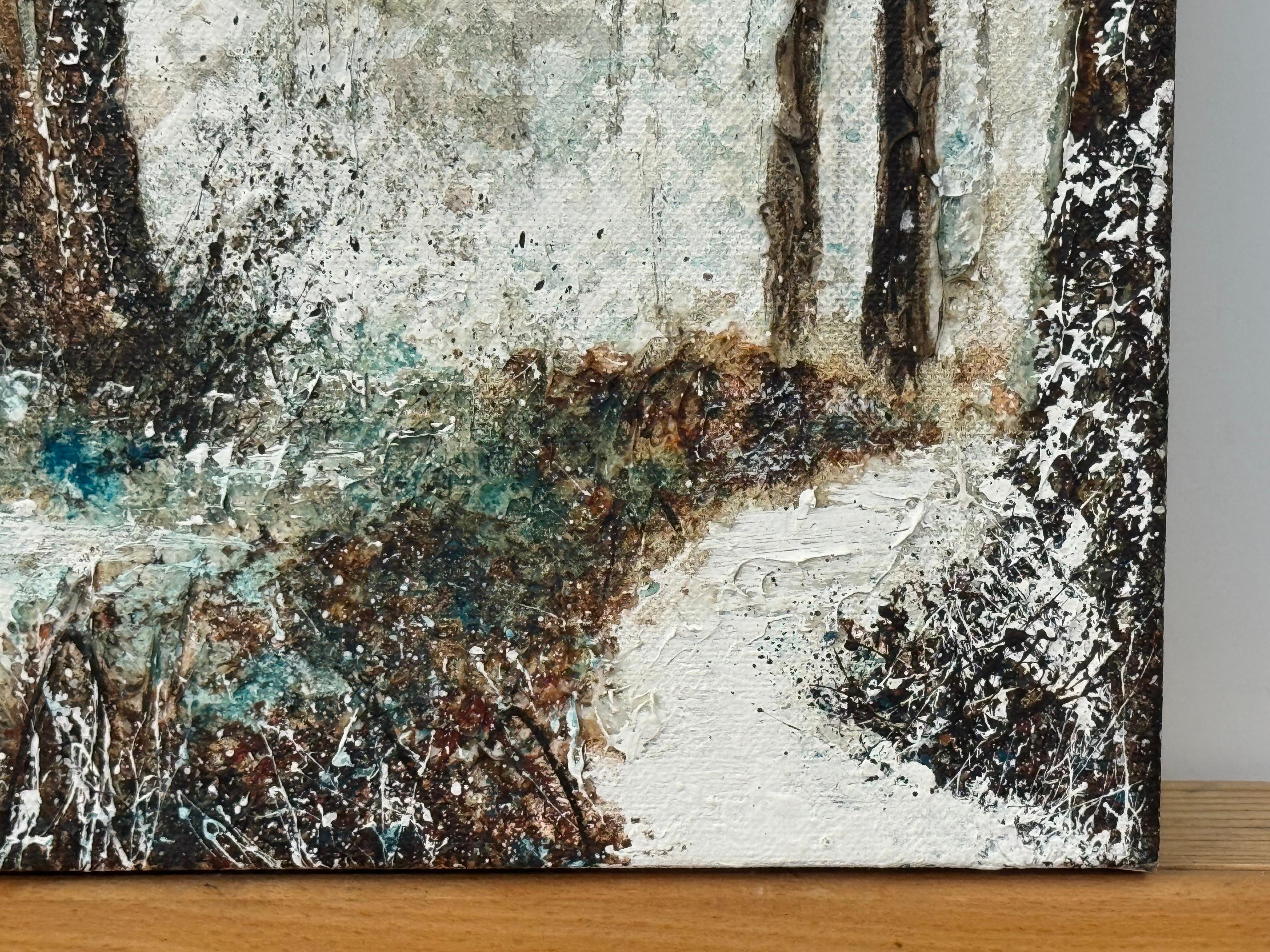 Winterwald-Impasto-Gemälde von England im Schnee von einem britischen zeitgenössischen Künstler im Angebot 5