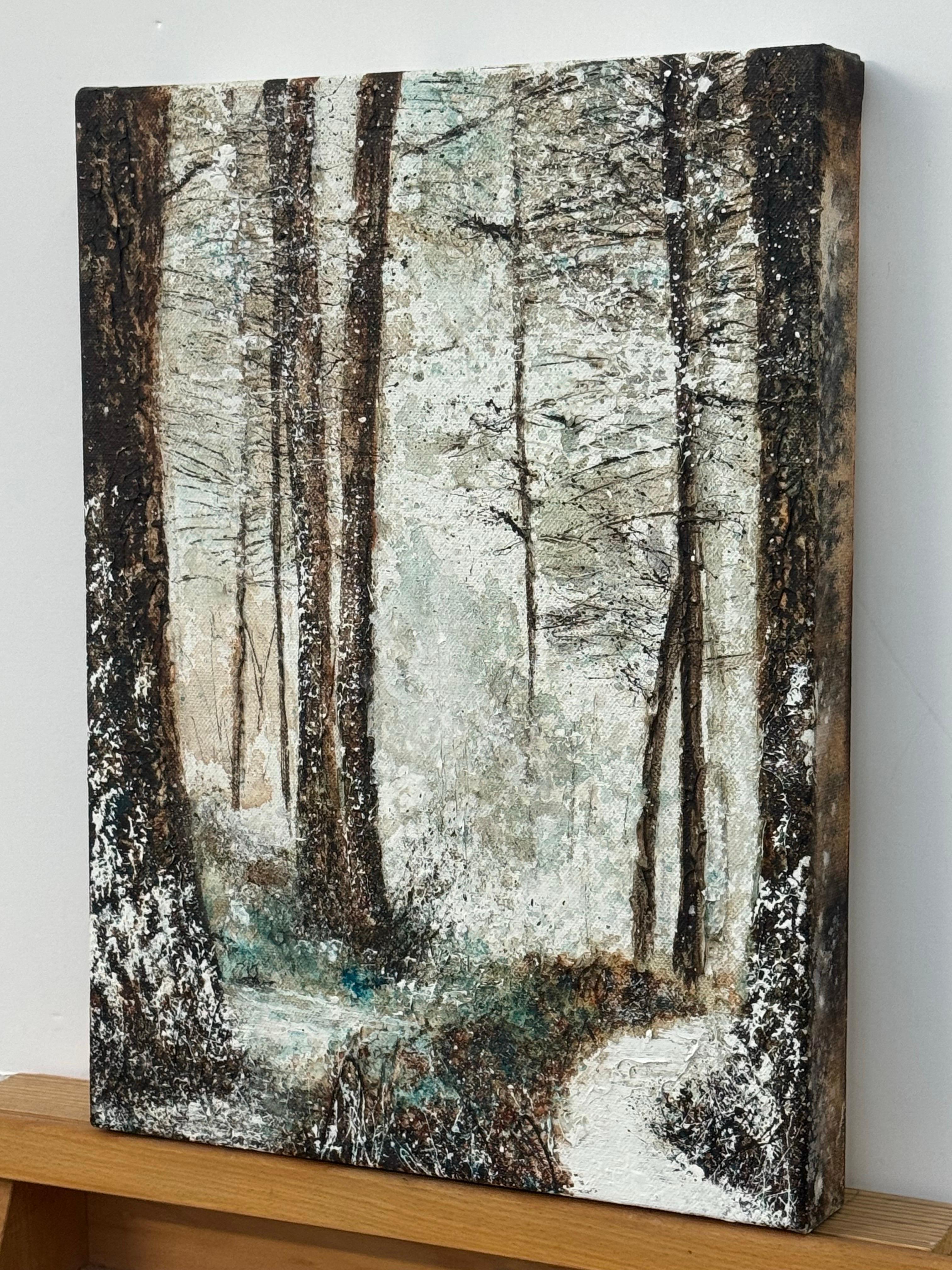 Winterwald-Impasto-Gemälde von England im Schnee von einem britischen zeitgenössischen Künstler im Angebot 6