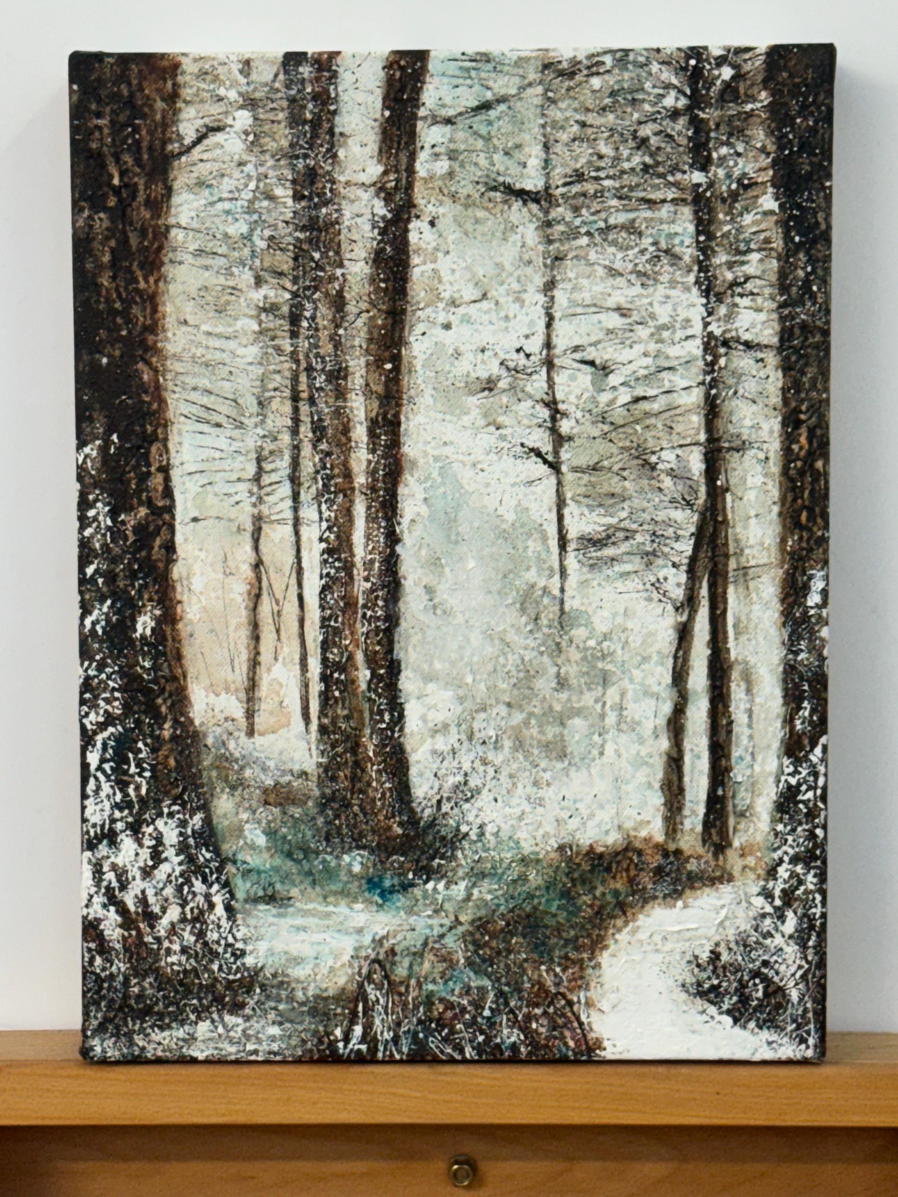 Winterwald-Impasto-Gemälde von England im Schnee von einem britischen zeitgenössischen Künstler (Land), Painting, von Rebecca Ann Wilmer