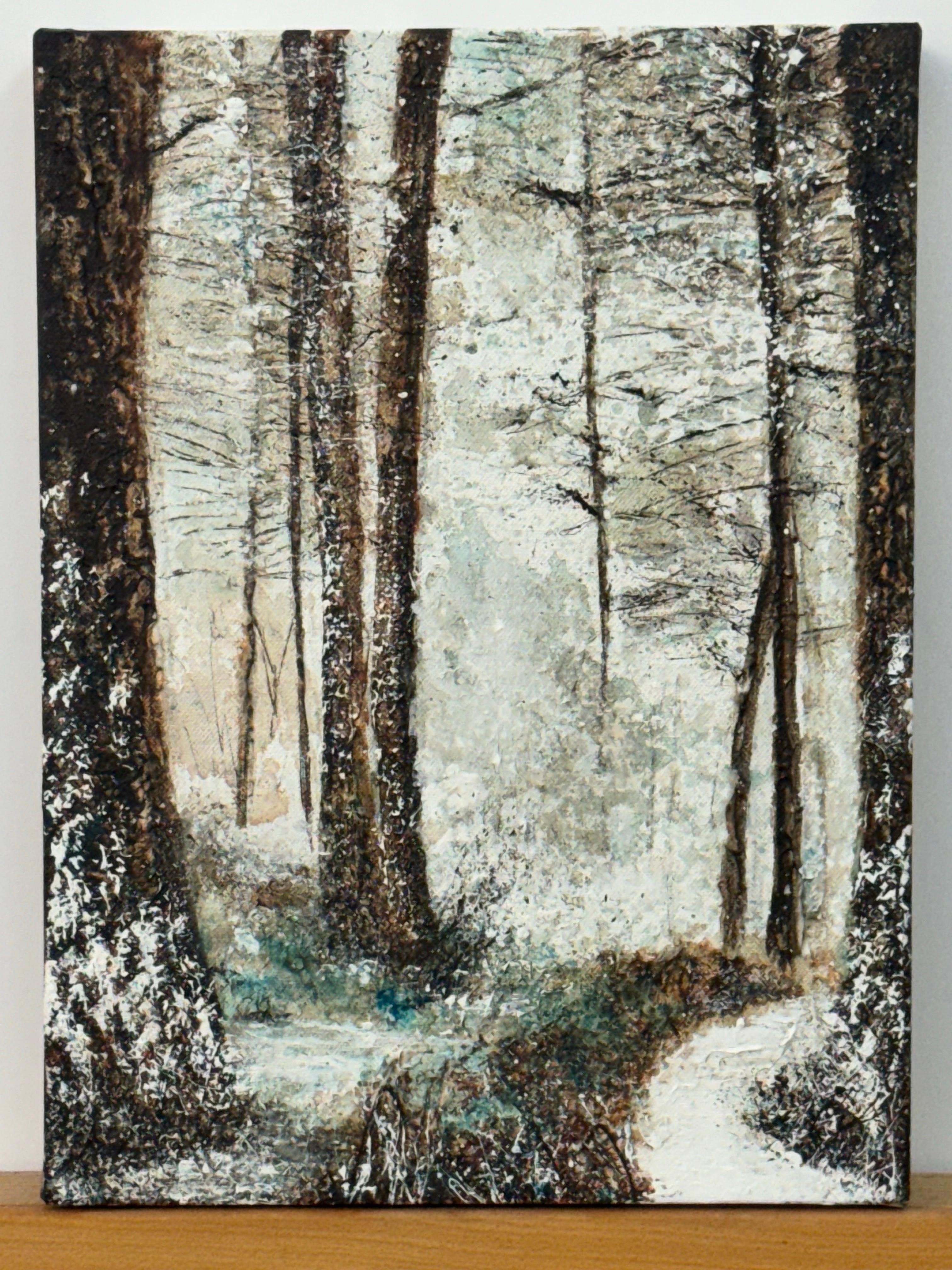 Winterwald-Impasto-Gemälde von England im Schnee von einem britischen zeitgenössischen Künstler im Angebot 1