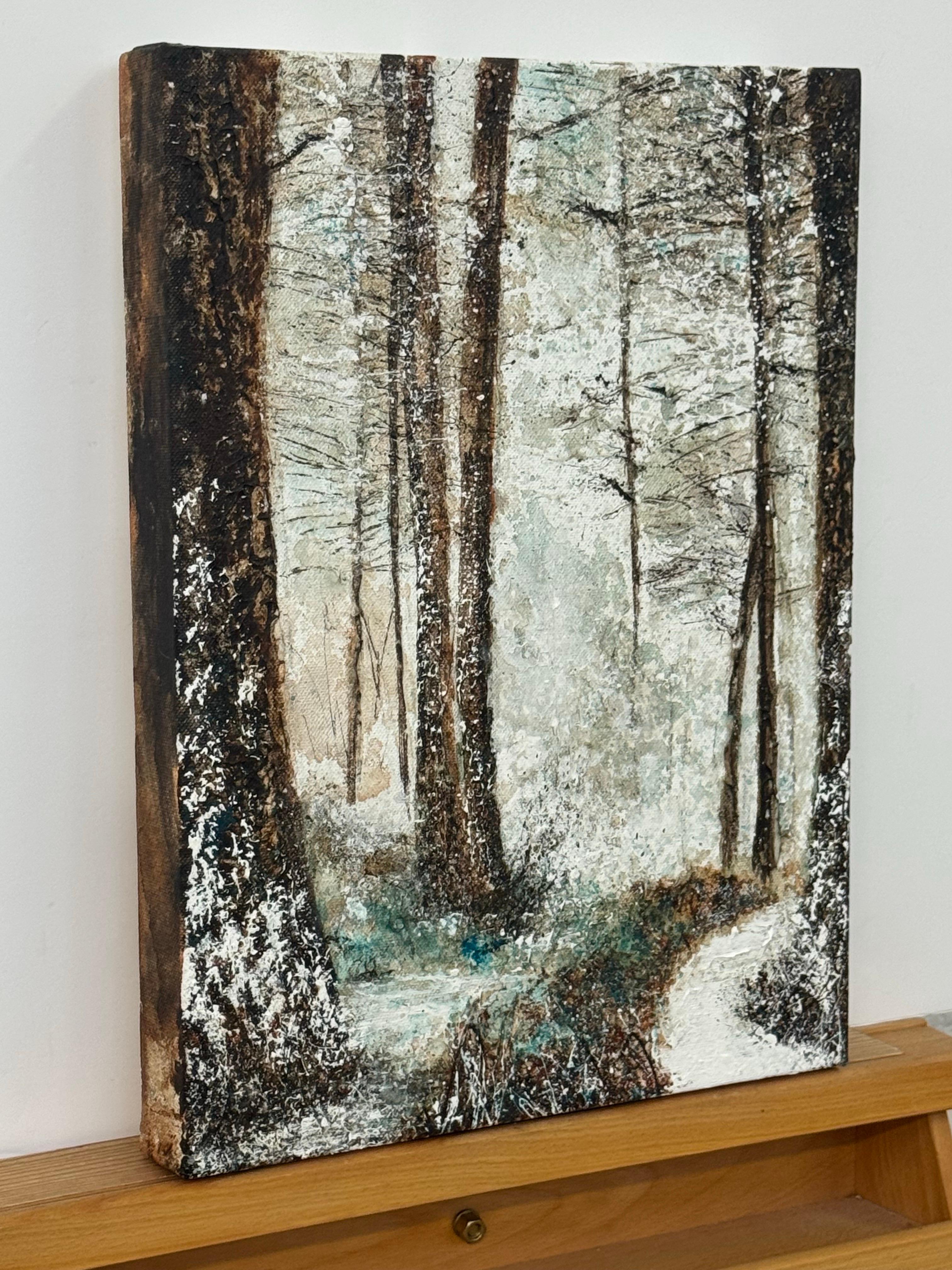 Winterwald-Impasto-Gemälde von England im Schnee von einem britischen zeitgenössischen Künstler im Angebot 3