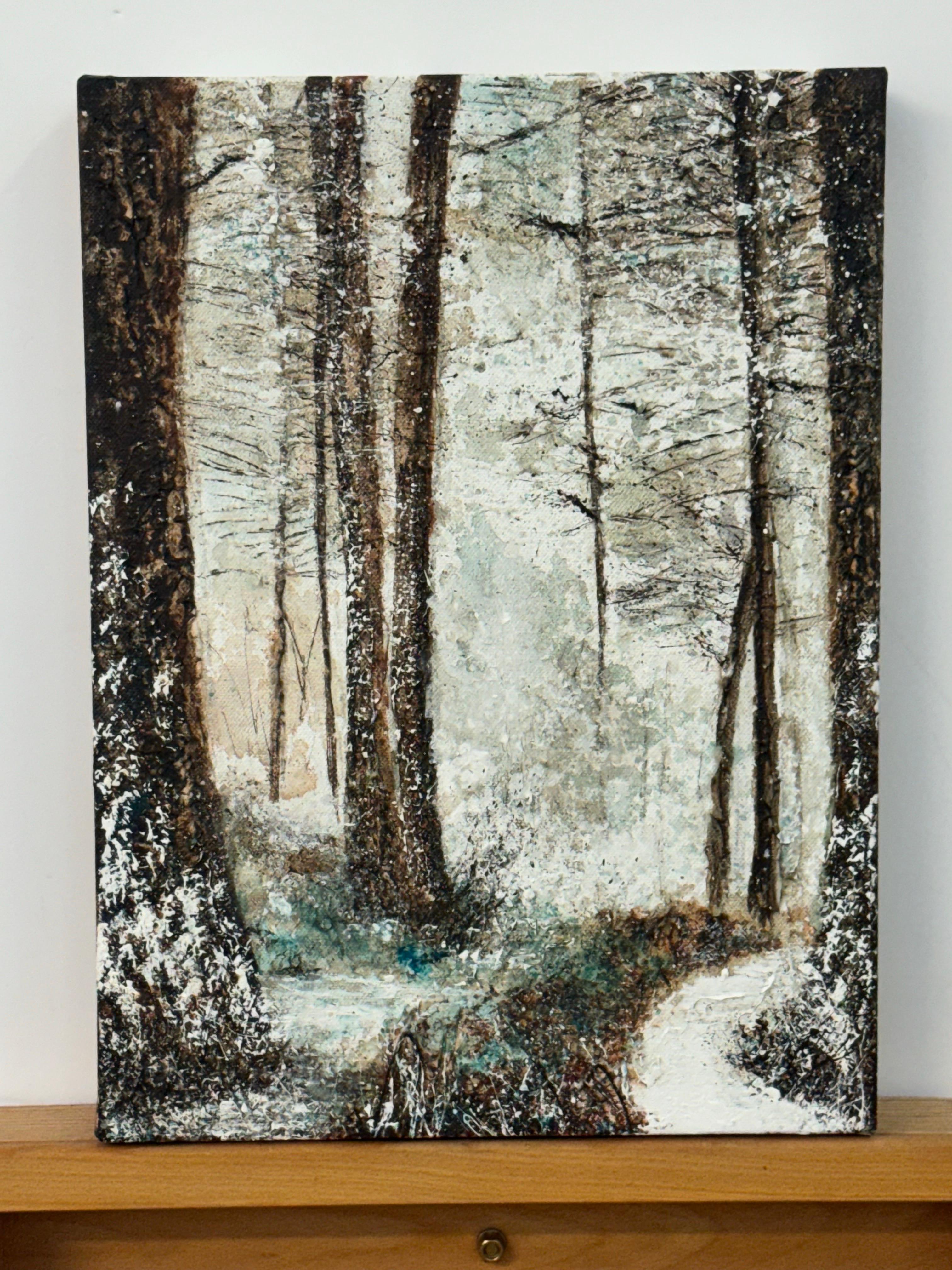 Winterwald-Impasto-Gemälde von England im Schnee von einem britischen zeitgenössischen Künstler im Angebot 4