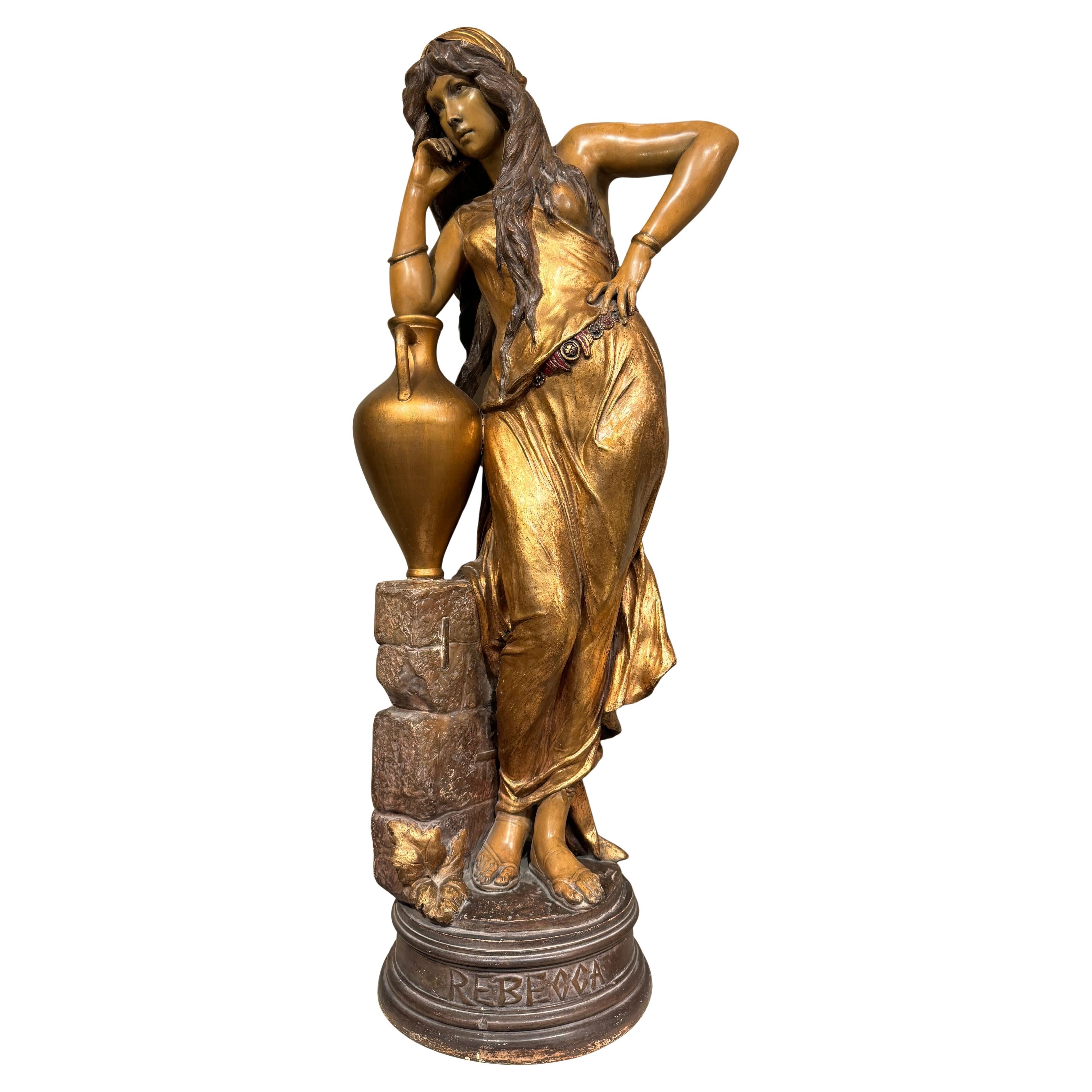 Rebecca am Brunnen, vergoldete Terrakotta, Goldscheider, 1903 im Angebot
