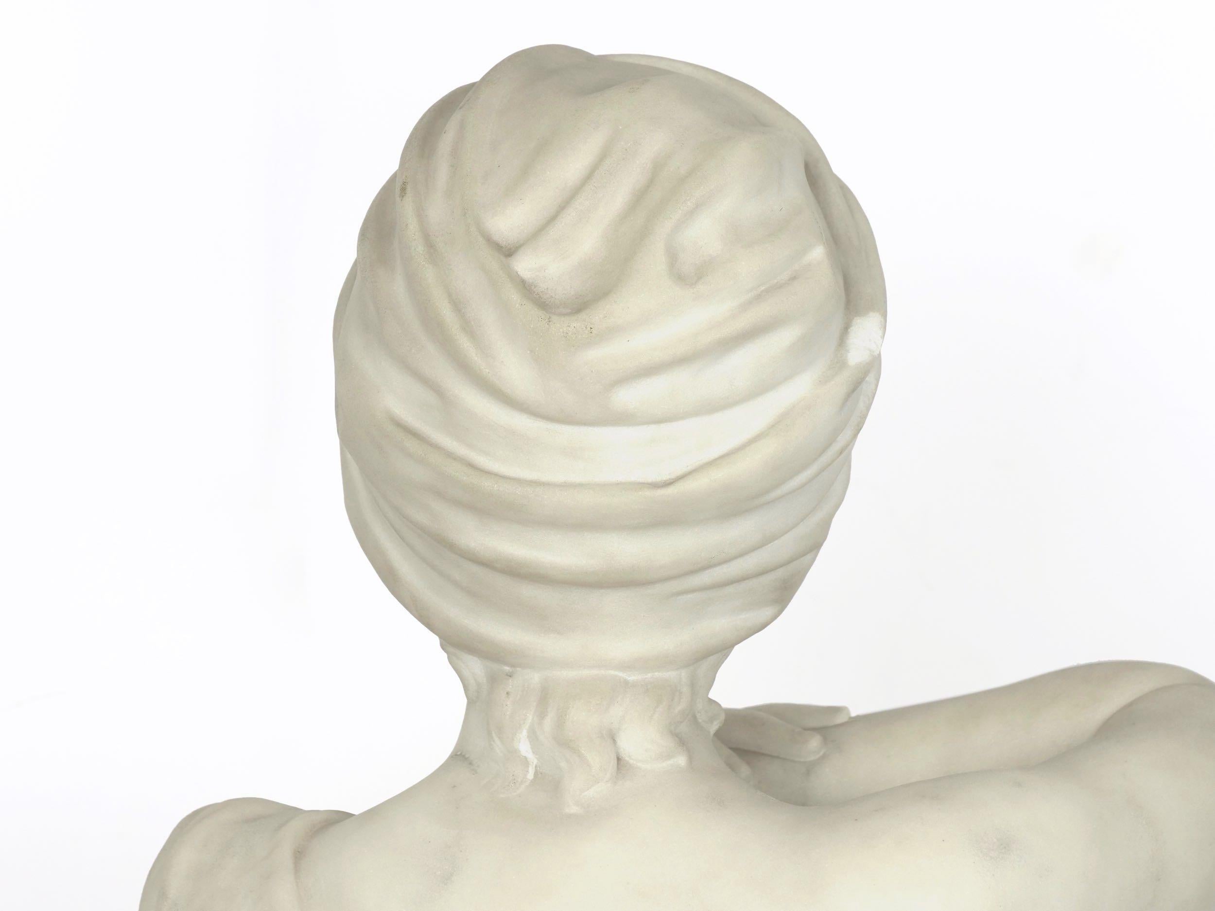 “Rebecca at the Well” Italian Marble Antique Bust Sculpture by Antonio Piazza 8