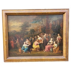 Antique Rebecca At The Well, Oil On Framed Canvas, 18th Century