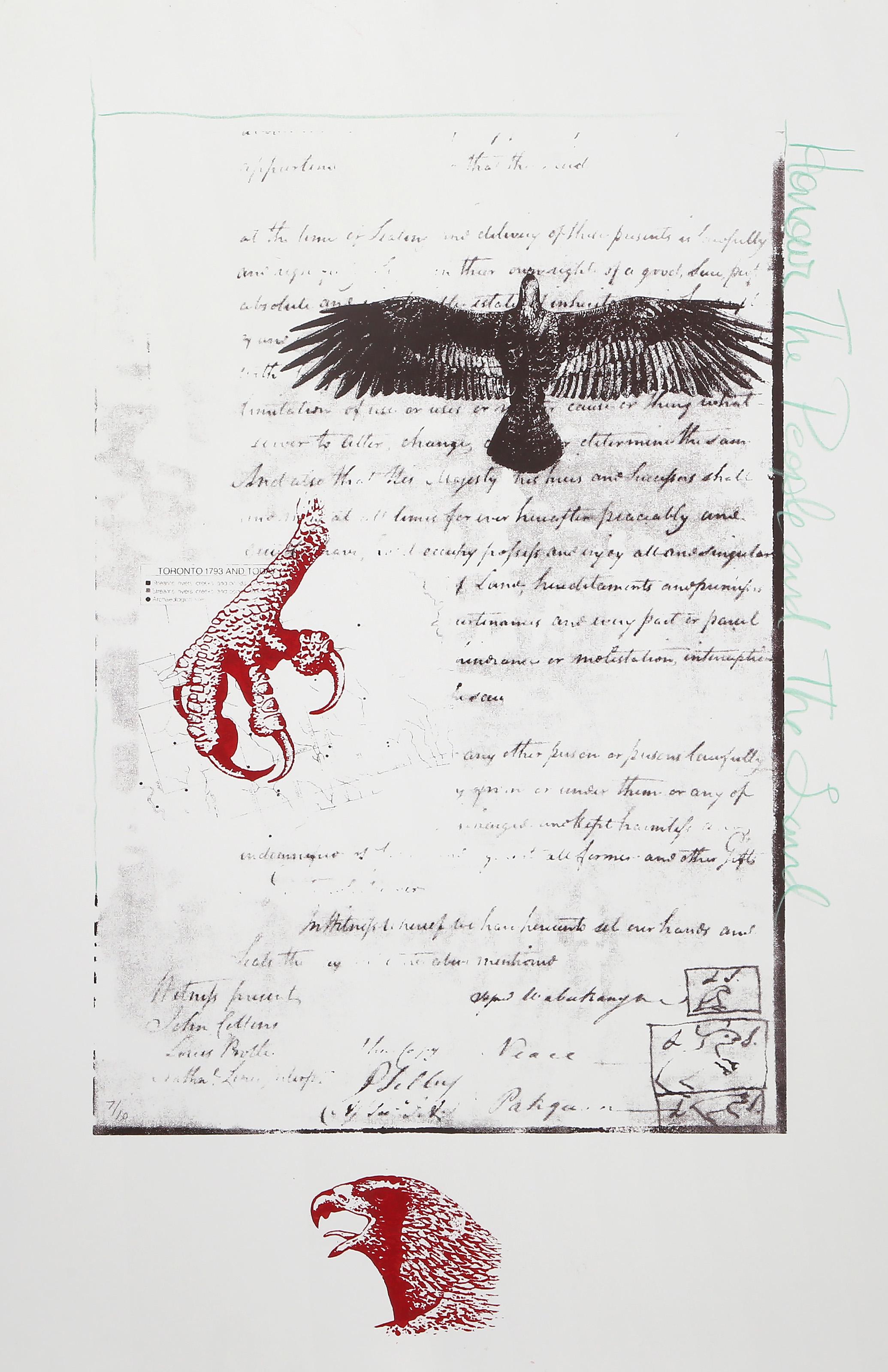 Honor the People 
the Sand, Monoprint concettuale colorato a mano di Rebecca Baird