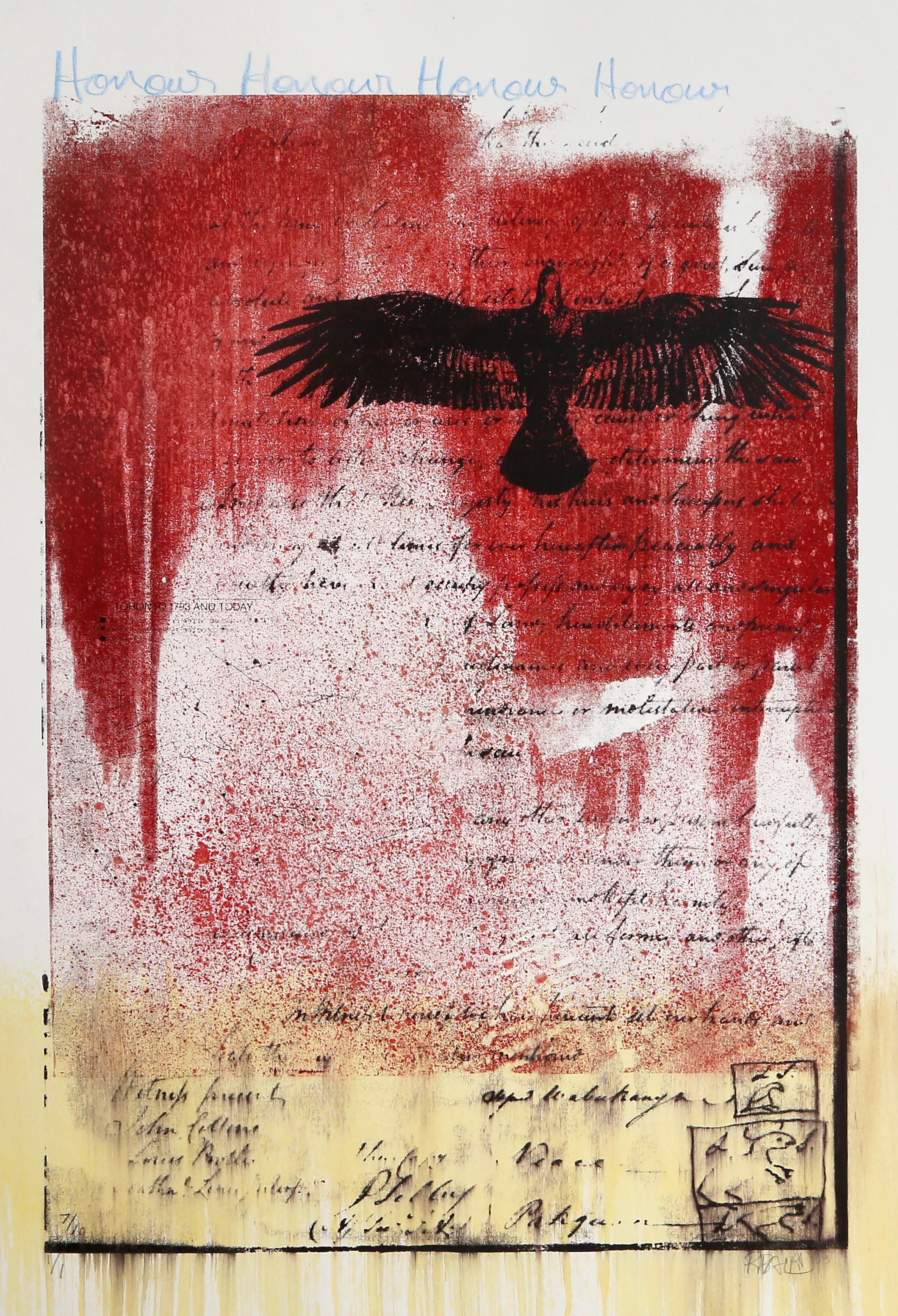 Rebecca Baird, canadese (1954 - ) - Onorificenza II, Anno:  2003, Medio:  Serigrafia monostampa con colorazione a mano, firmata, numerata e datata a matita, edizione:  1/1, Dimensione immagine:  29 x 19 pollici, Dimensioni:  38 x 25 in. (96.52 x