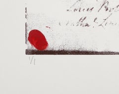 Honour This land, sérigraphie conceptuelle monochrome colorée à la main de Rebecca Baird